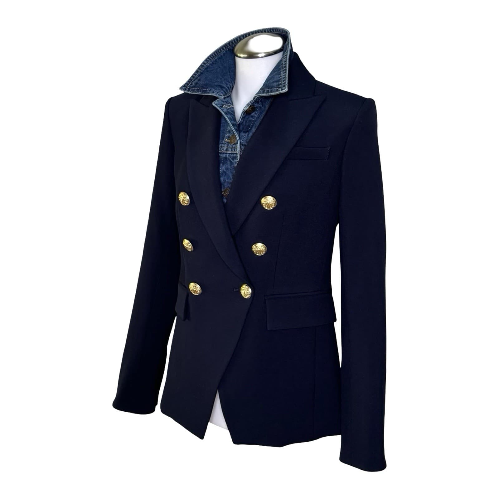 Dickey Compatible with VERONICA BEARD Blazer Denim Jacket Accessory Blue 4