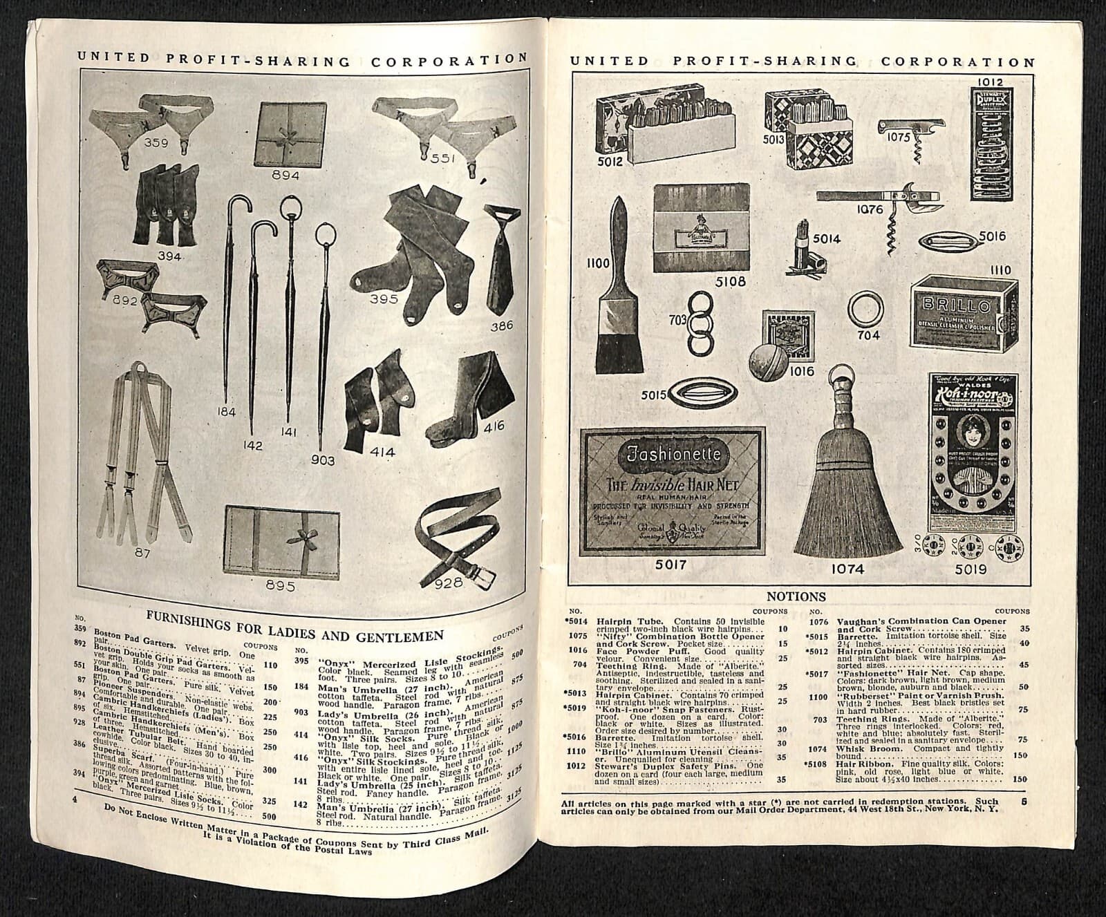 1923 United Profit Sharing Catalog Dry Goods Jewelry Clothing 40pp Scarce 3