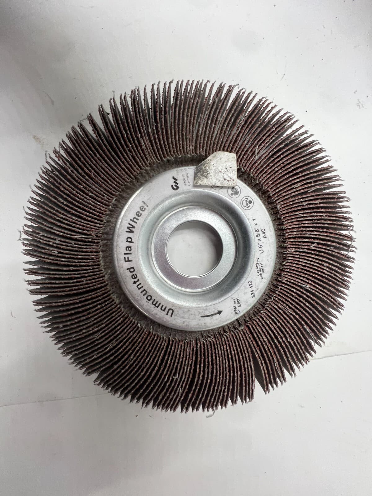 Box of 5 - G-WENDT  Unmounted Flap Wheels 6" x 5/8" x 1" Arbor A 40, 324 420 3