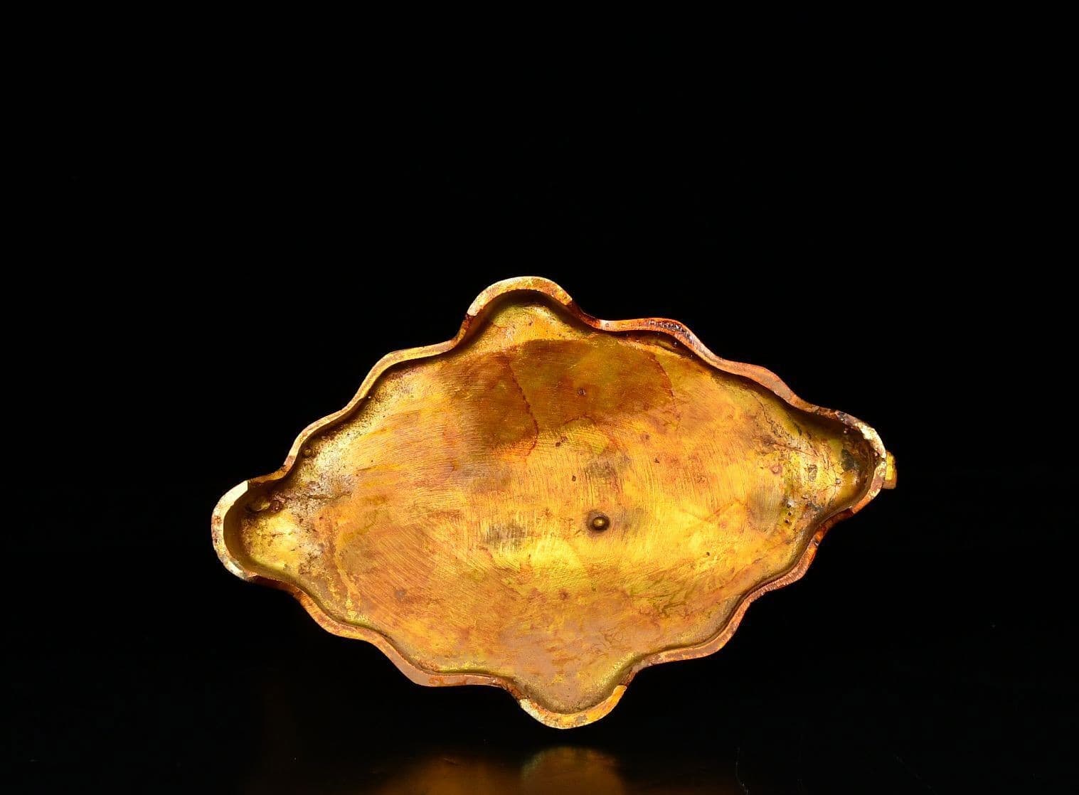 11.2" Ancient Warring States bronze Hand carving Gilt dragon Phoenix mirror 4