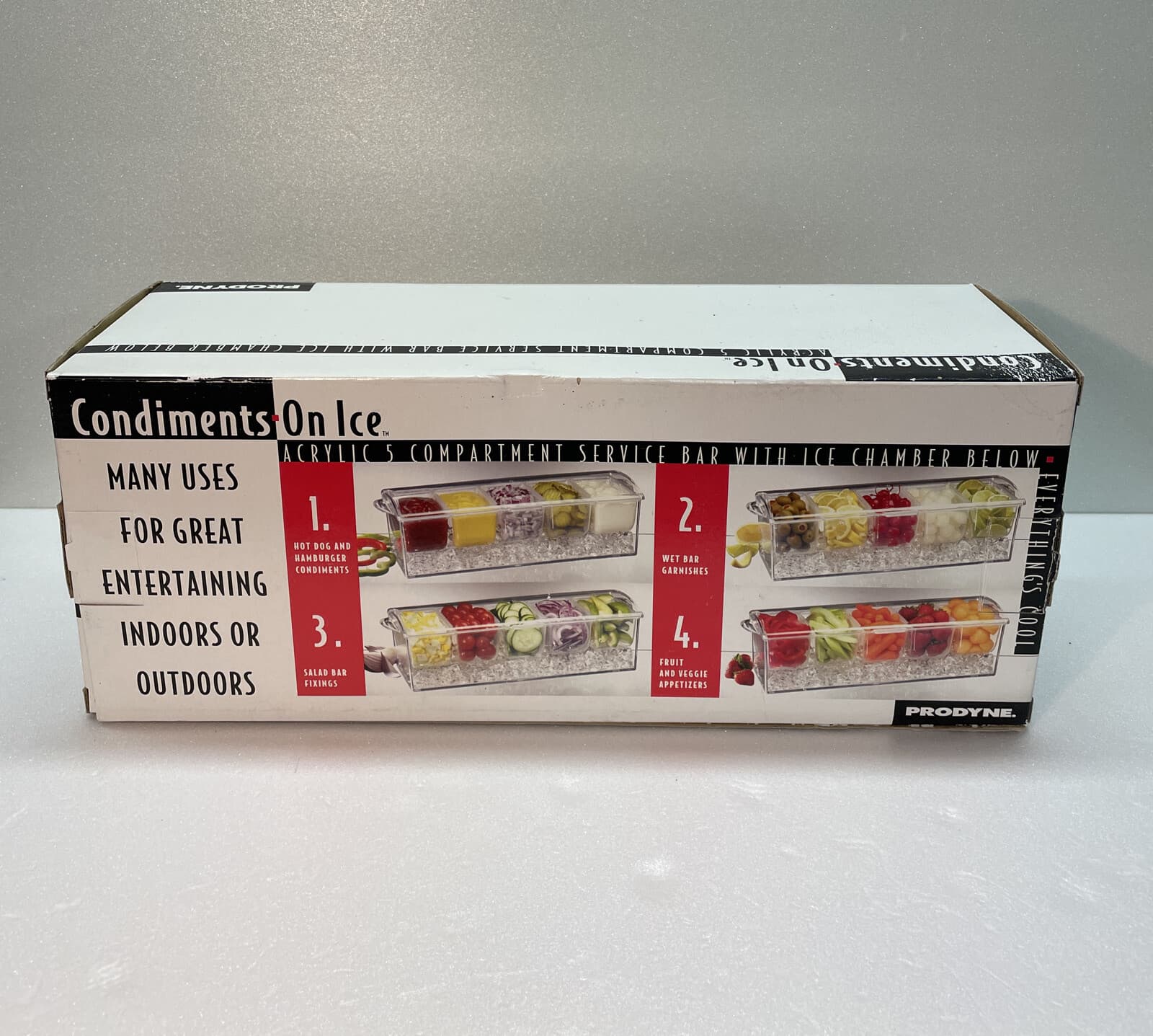 Bar Top Condiment Server Keeps Condiments Cold w/ ice 5 Removable Compartments 2