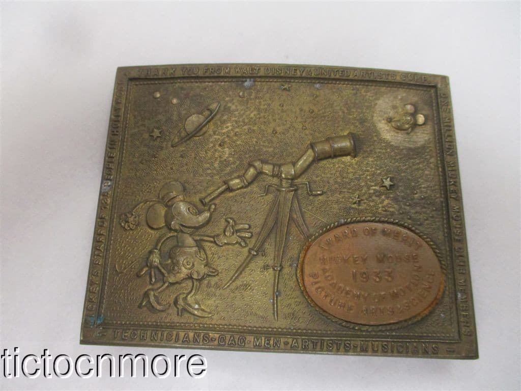 ANTIQUE TIFFANY 1937 DISNEY MICKEY MOUSE UNITED ARTIST CORP BRASS BELT BUCKLE 2
