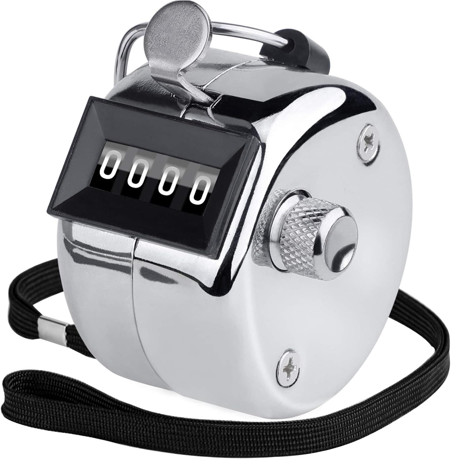 KTRIO Metal Handheld Tally Counter, 4-Digit Number Clicker 2 x 1.85", Silver 