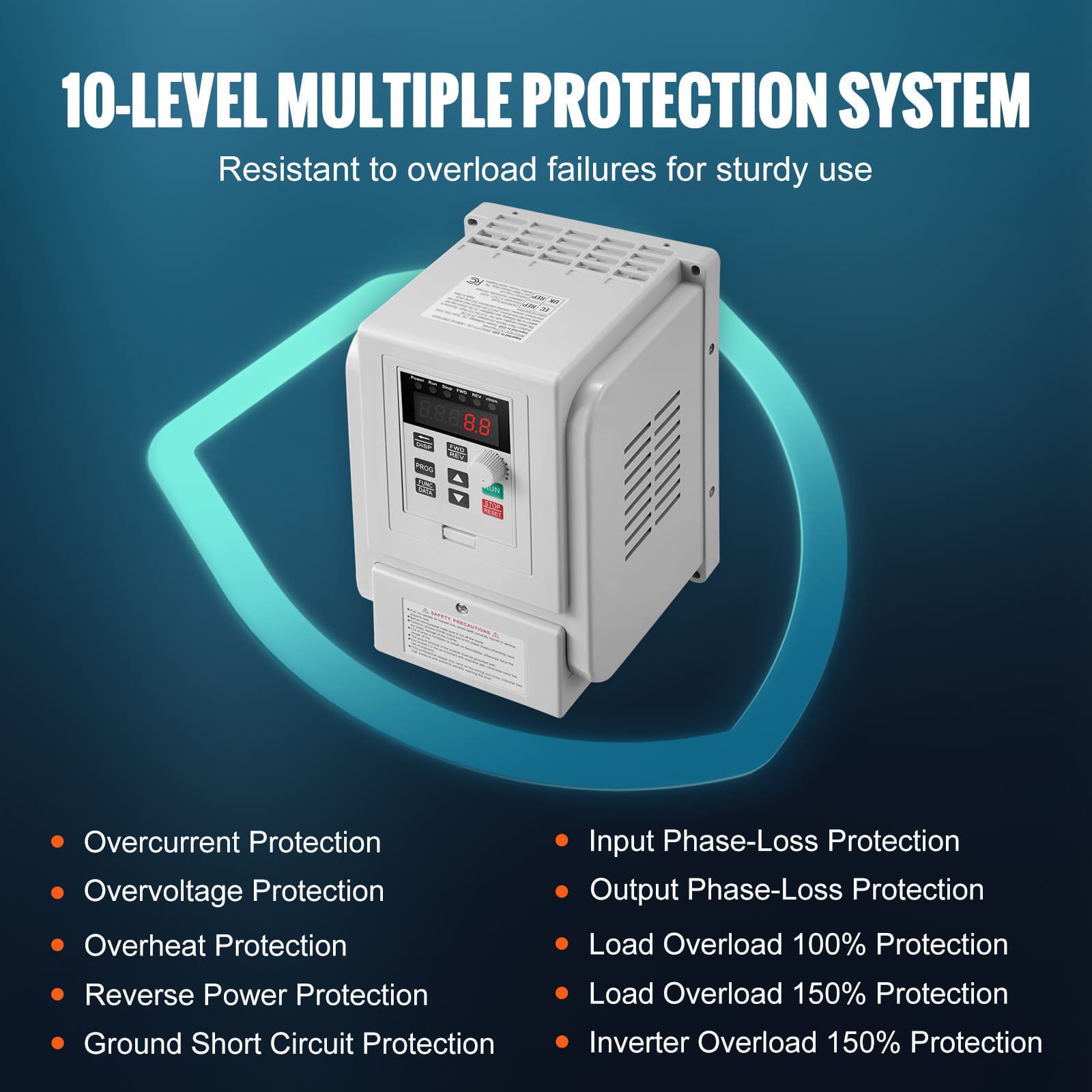 Uimoso 3HP 2.2KW 10A Variable Frequency Drive VFD 3-Phase Motor Speed Control 4