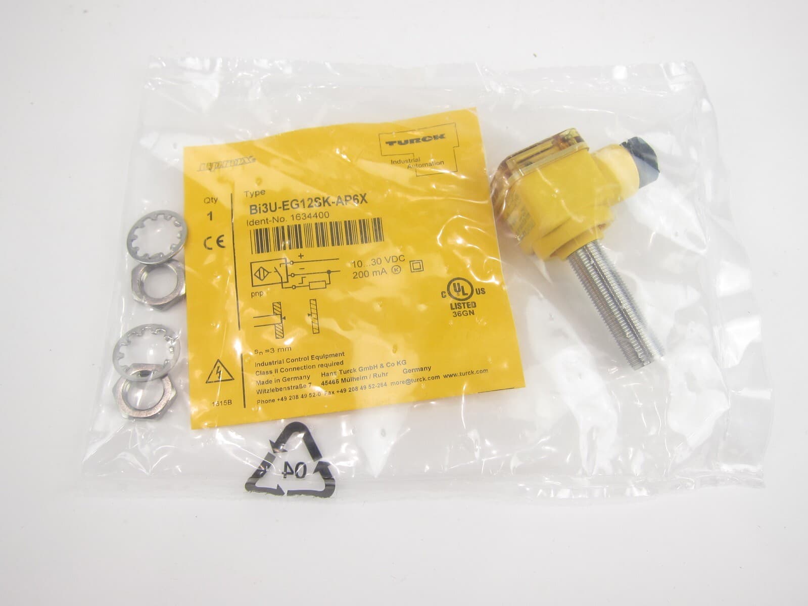 New Turck Bi3U-EG12SK-AP6X Inductive Sensor