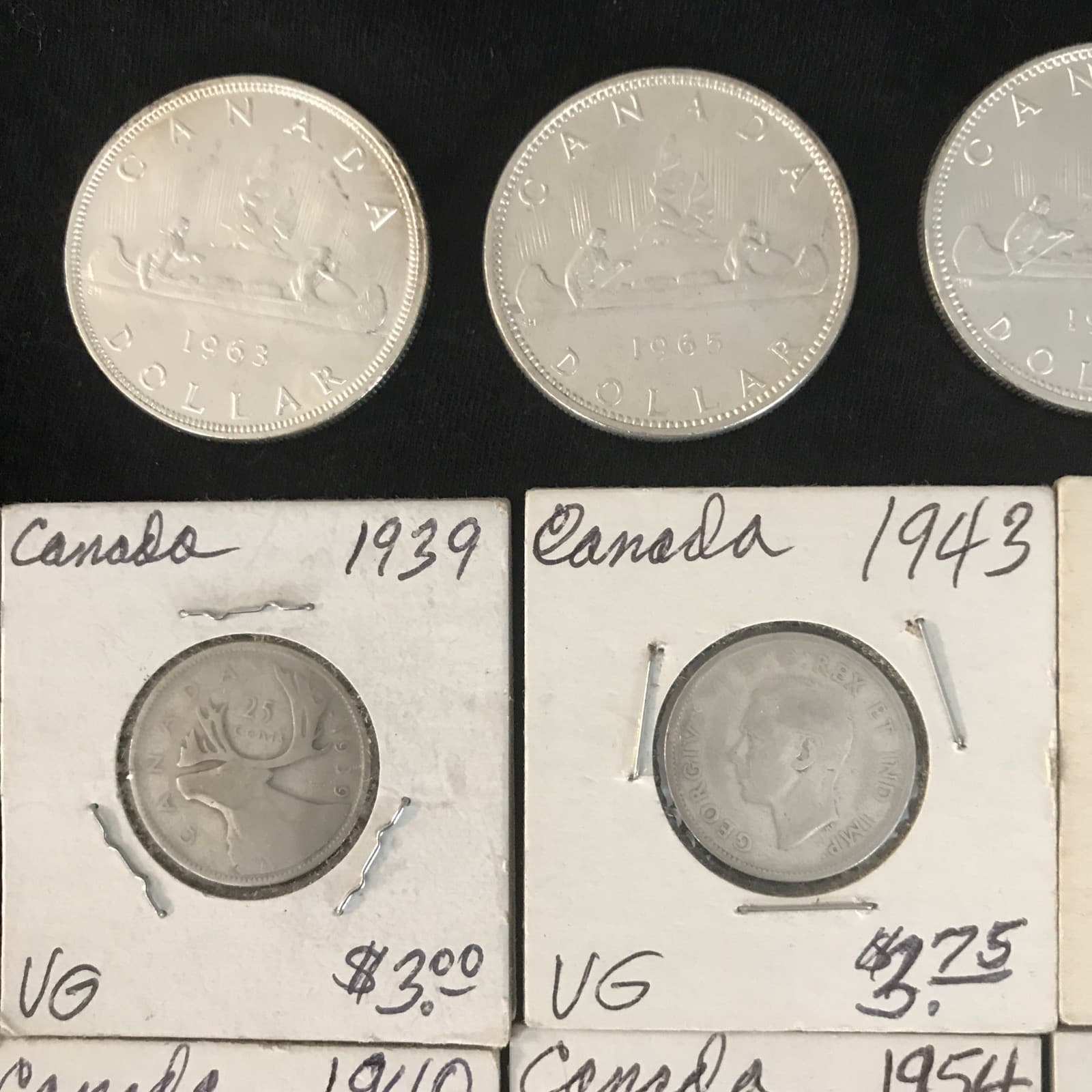 Lot Of Canadian Silver Coins 17.70 FV Pre 1968 Dollars Quarters Dimes 10+ Ounces 2