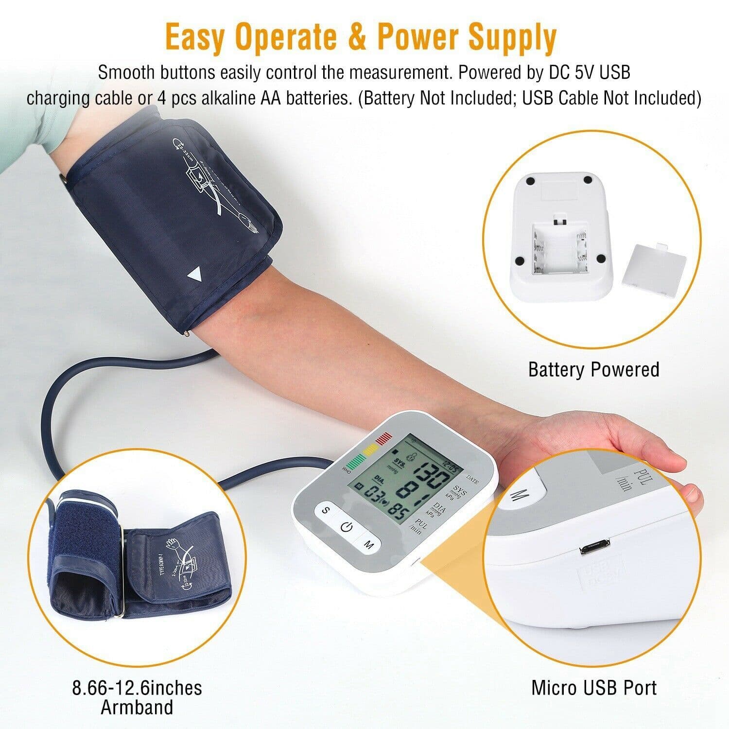 2025 Digital Automatic Blood Pressure Monitor Upper Arm BP Machine Heart Rate HP 2