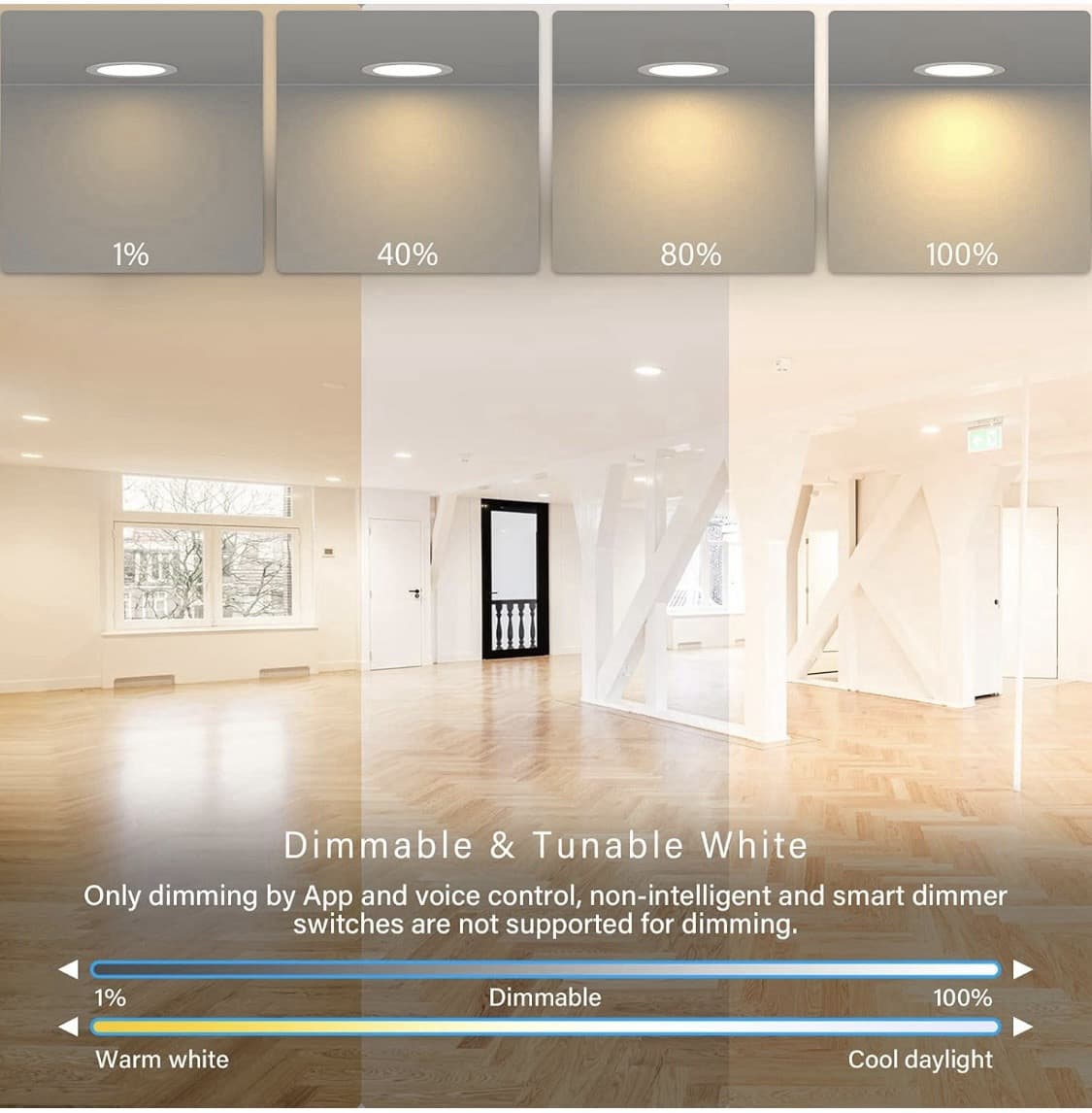 3" LED Recessed Canless Smart Wafer Downlight, WiFi APP & Voice Control 3