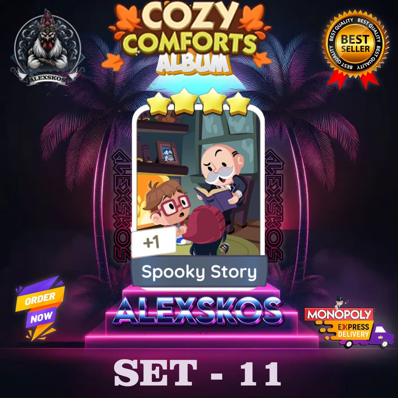 SPOOKY STORY - ⭐️4 MONO_POLY_-GO 4S STICKERS CARDS ⚡️ FAST SEND ⚡️
