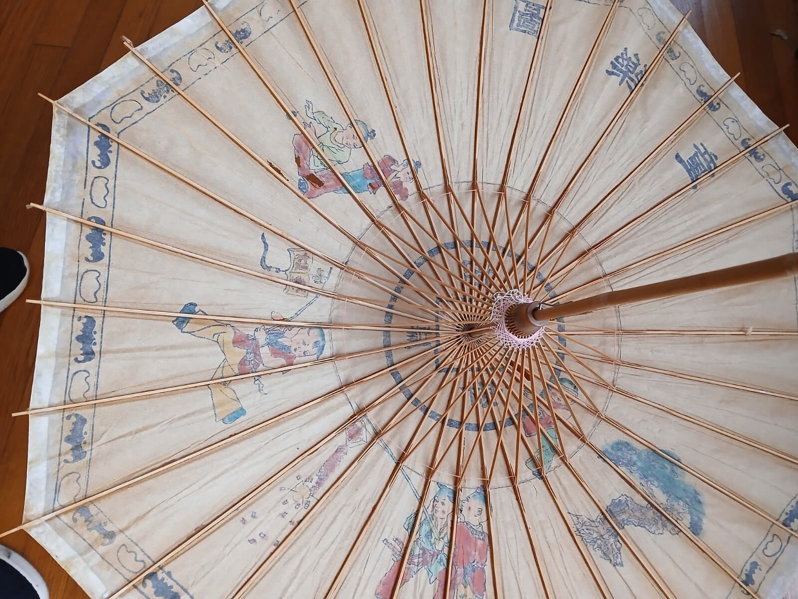 1970s Japanese Oil Paper & Bamboo Parasol/Umbrella Hand-Crafted 2