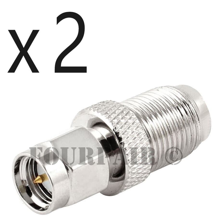 2 Pack - SMA Male Plug to F-Type Female Jack RF Coax Adapter Converter Connector