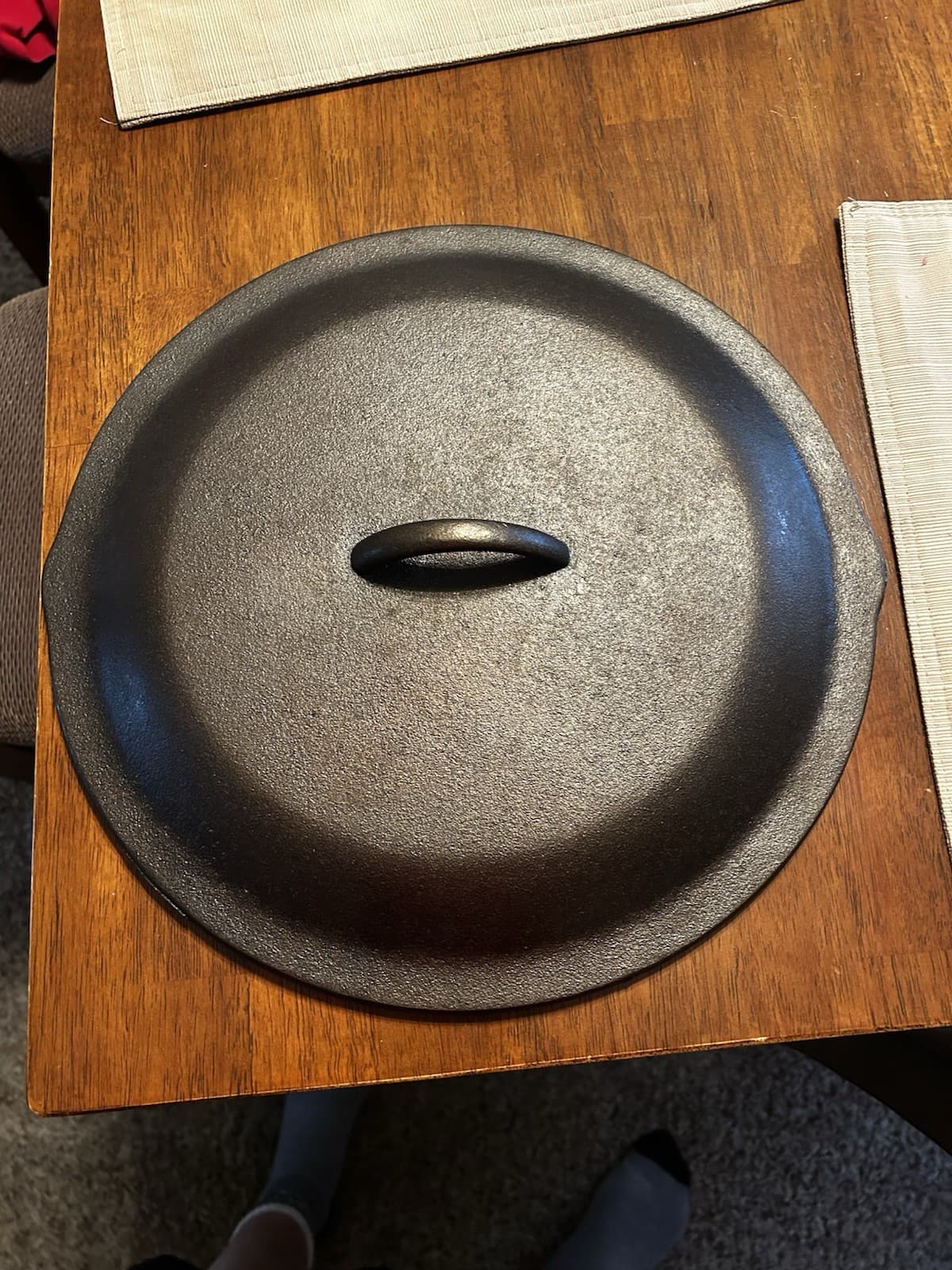 Vintage Lodge #12 Cast Iron Skillet Lid. 1940s - 1950s Era. RESTORED