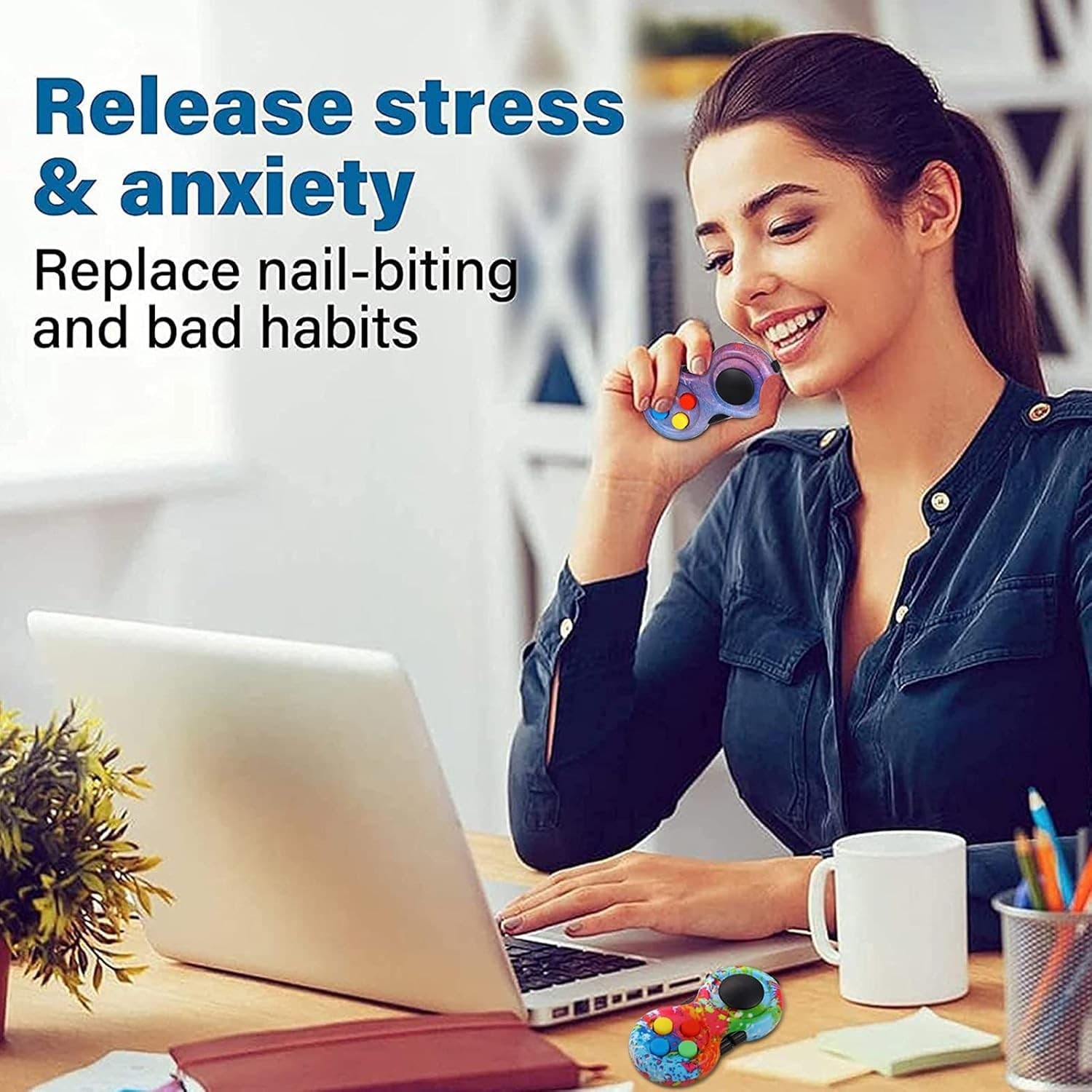 2 Pcs Fidget Controller Pad,Portable Stress Reducer Game Pad Hand Pad...  5