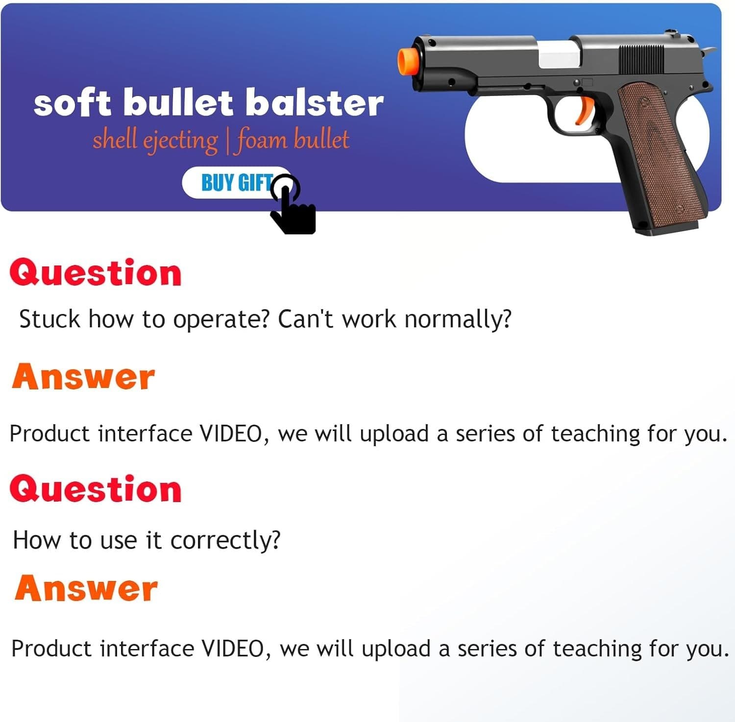 Pistola de espuma blanda que expulsa balas de perdigones, juguete realista 2