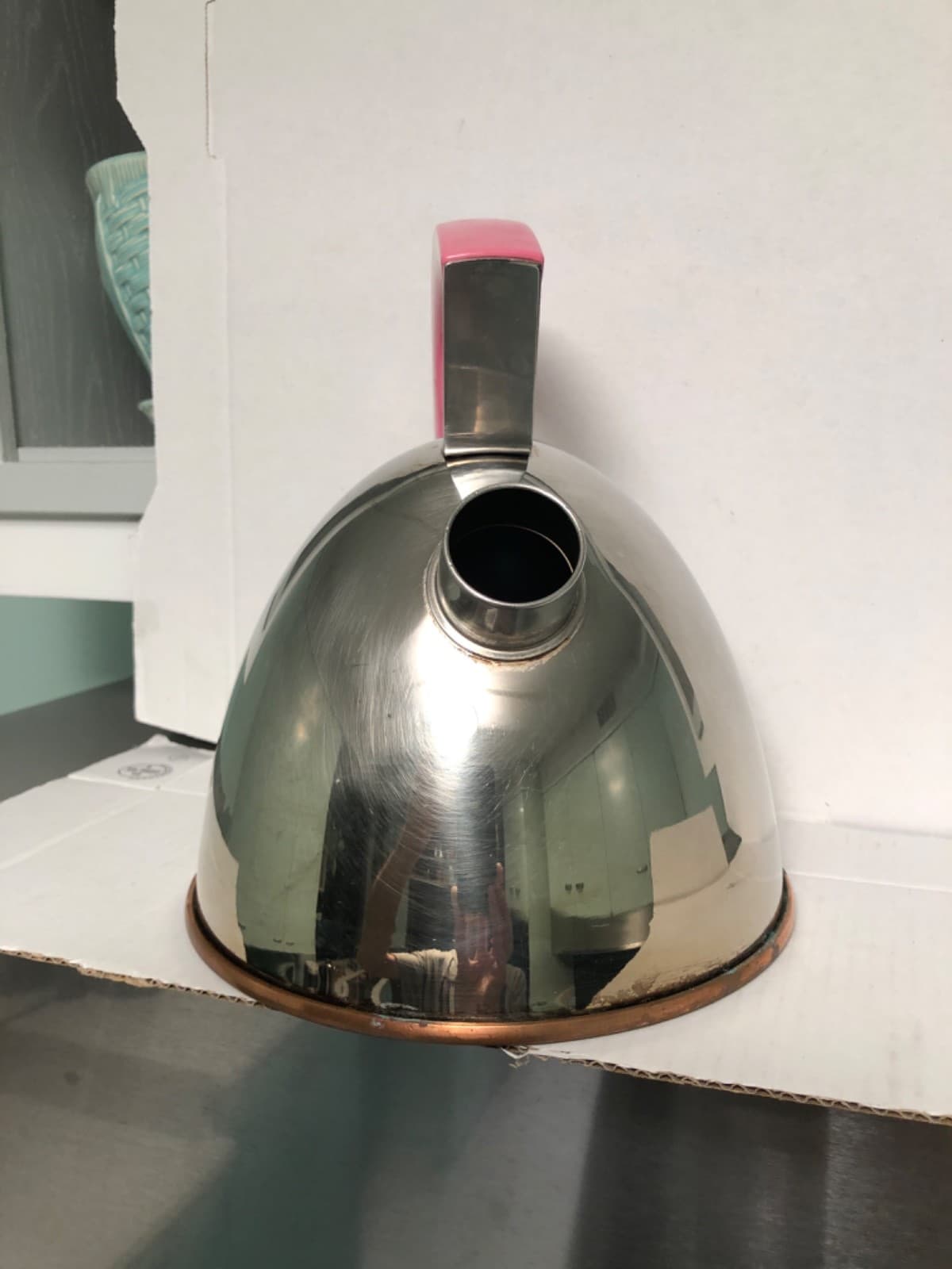 REIN KUPFER  PLANBODEN MCM TEA KETTLE PINK HANDLE COPPER BOTTOM 2