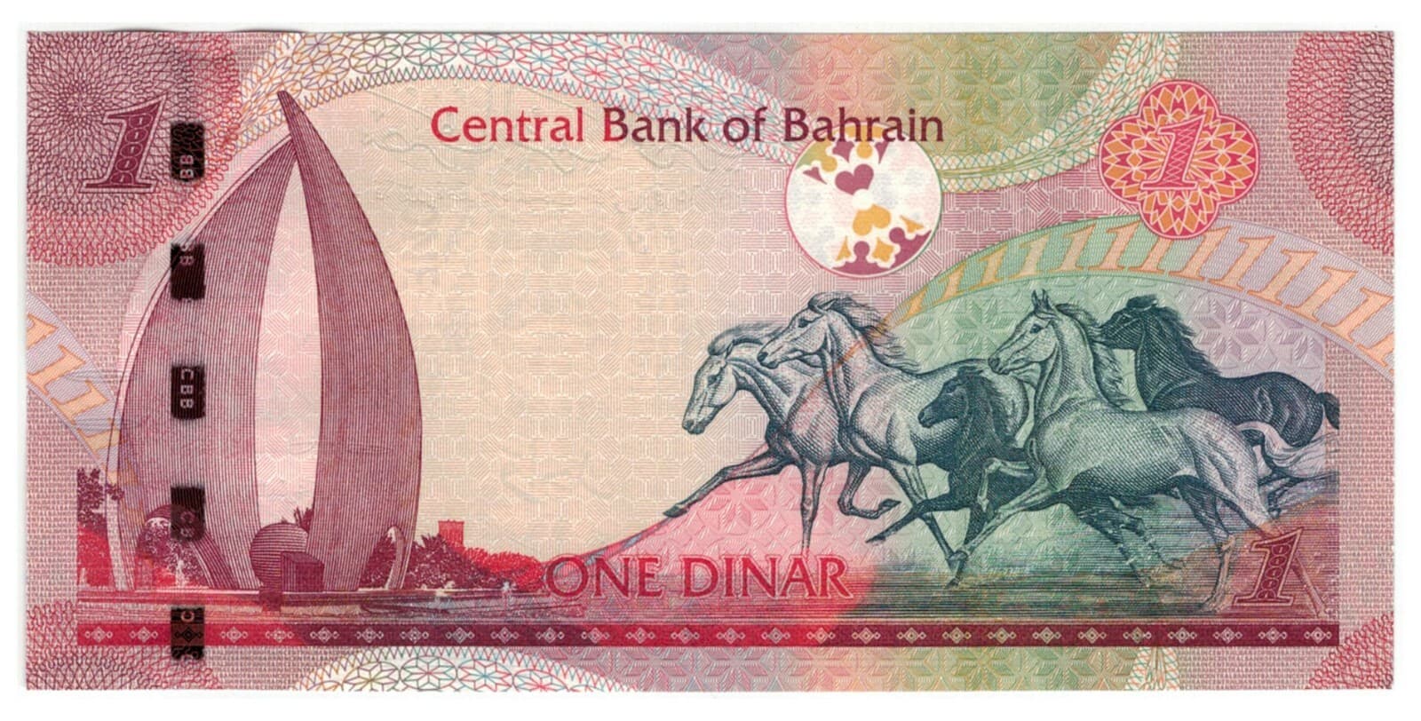 Bahrain 1 Dinar (2023) - Arabian Horses/Monument, p-31b, B307b UNC 3
