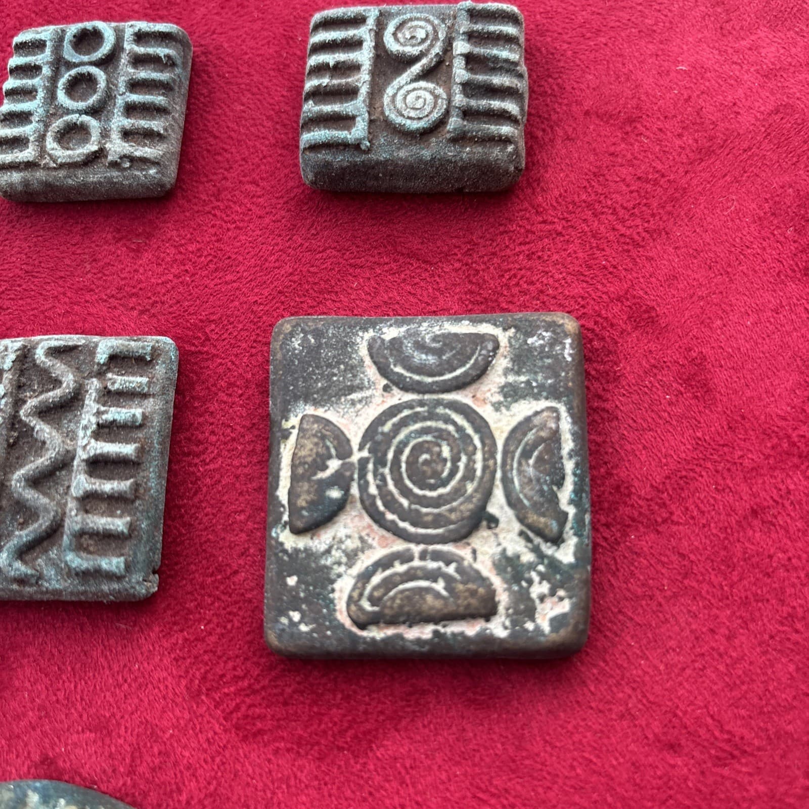 7 VintageBRASS AFRICAN ASHANTI AKAN GEOMETRIC GOLD WEIGHTS 1400-1720 AD 4-20g  2