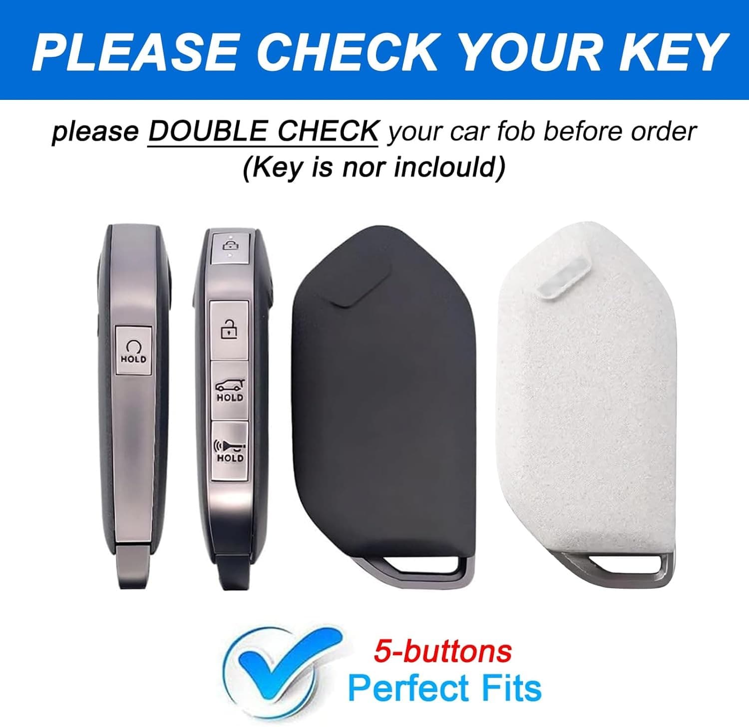 Key Fob Cover with Leather Keychain, Premium TPU Key Case Shell Black-gold 2