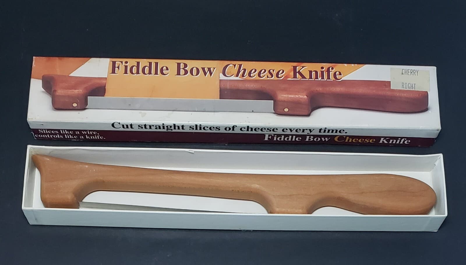 Fiddle Bow Cheese Knife Cherry Wood Right Hand Montana, USA Handmade 3