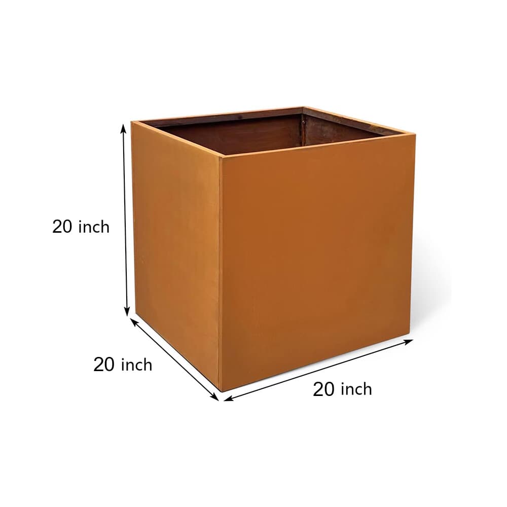 20x20x20-inch Corten Steel Planter Pot Metal Rustic Planter Box for Garden Patio