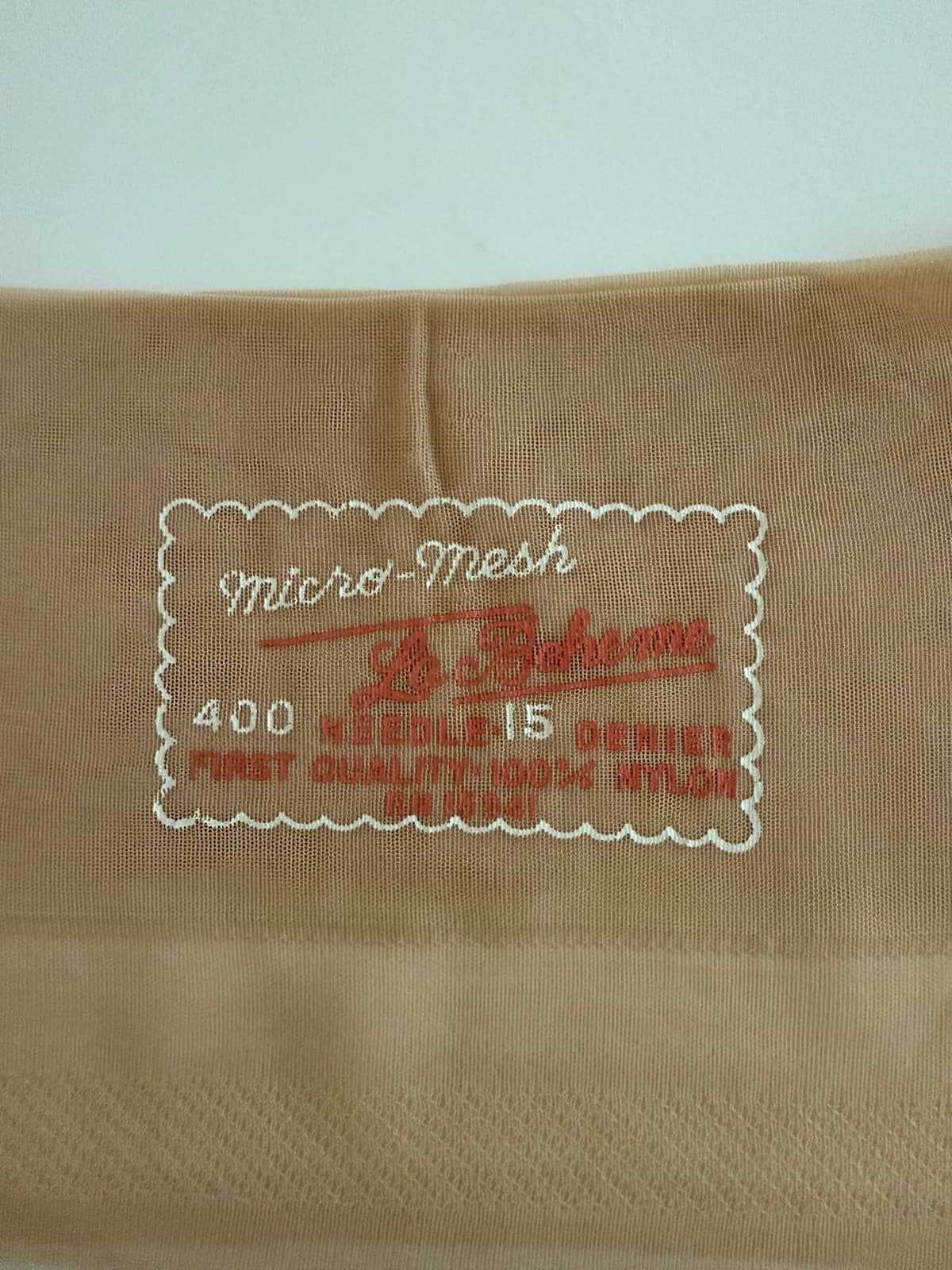 Vintage La- Boheme Seamless Mesh Stockings 33 1/2 Inches Long RH+T