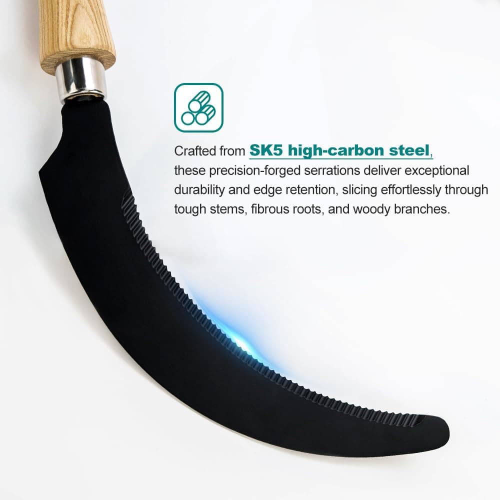 Berry&Bird Grass Sickle W/ Sawtooth Garden SK5 Carbon Steel Blade Sickle Knife 3