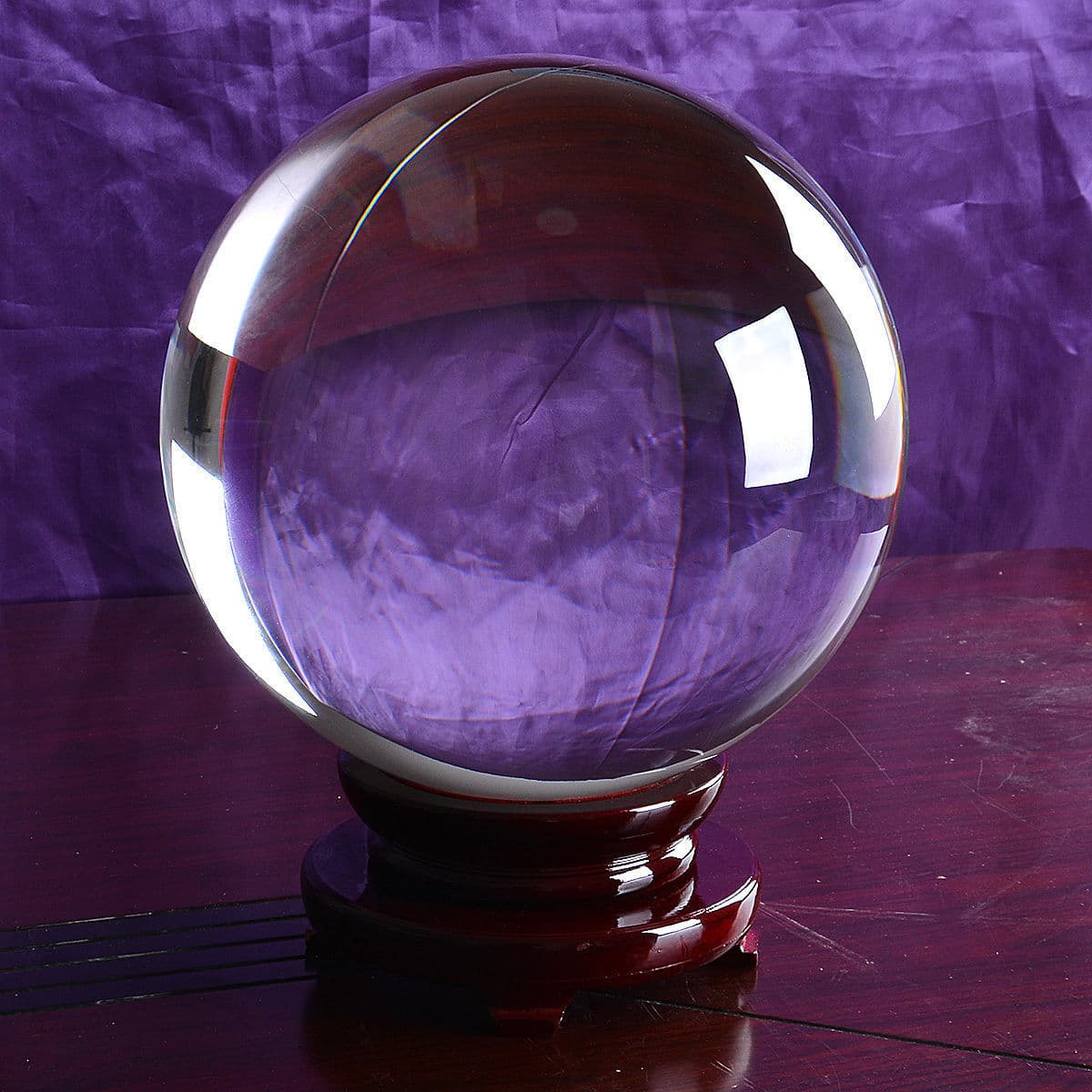 LONGWIN 250MM Clear Crystal Ball Meditation Glass Sphere Photo Prop Free Stand 5
