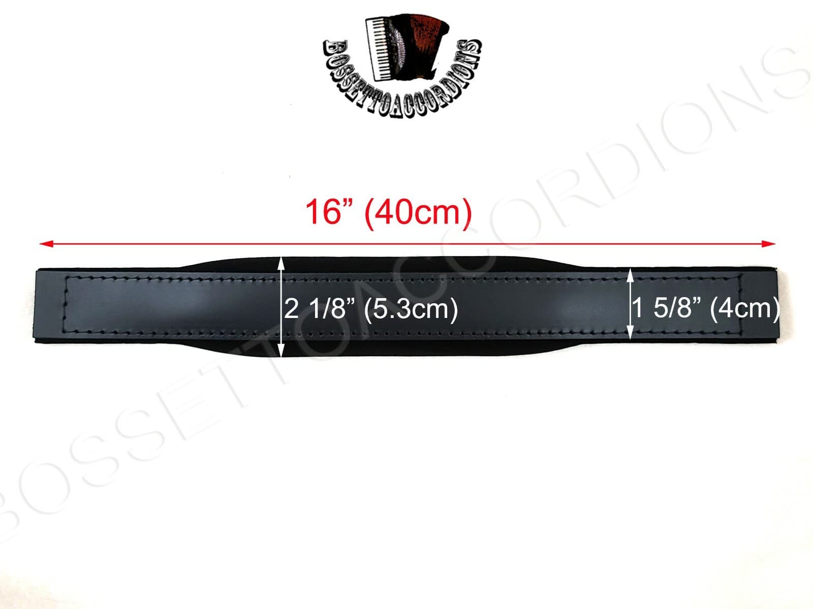 ACCORDION BASS STRAP Top Quality Black Leather / Velvet 400x53