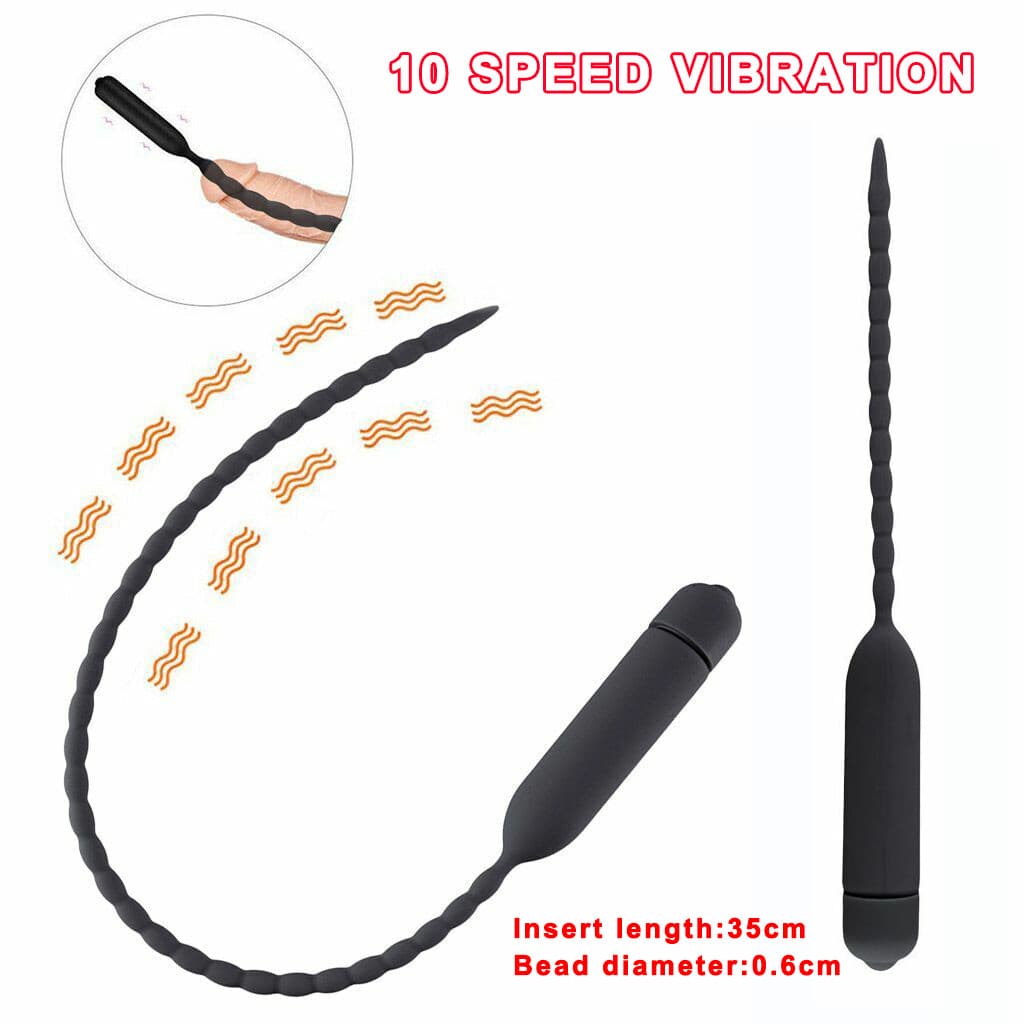 Male Vibrating Penis Plug Electrical Urethral Sounds Silicone Prostate Massage 3