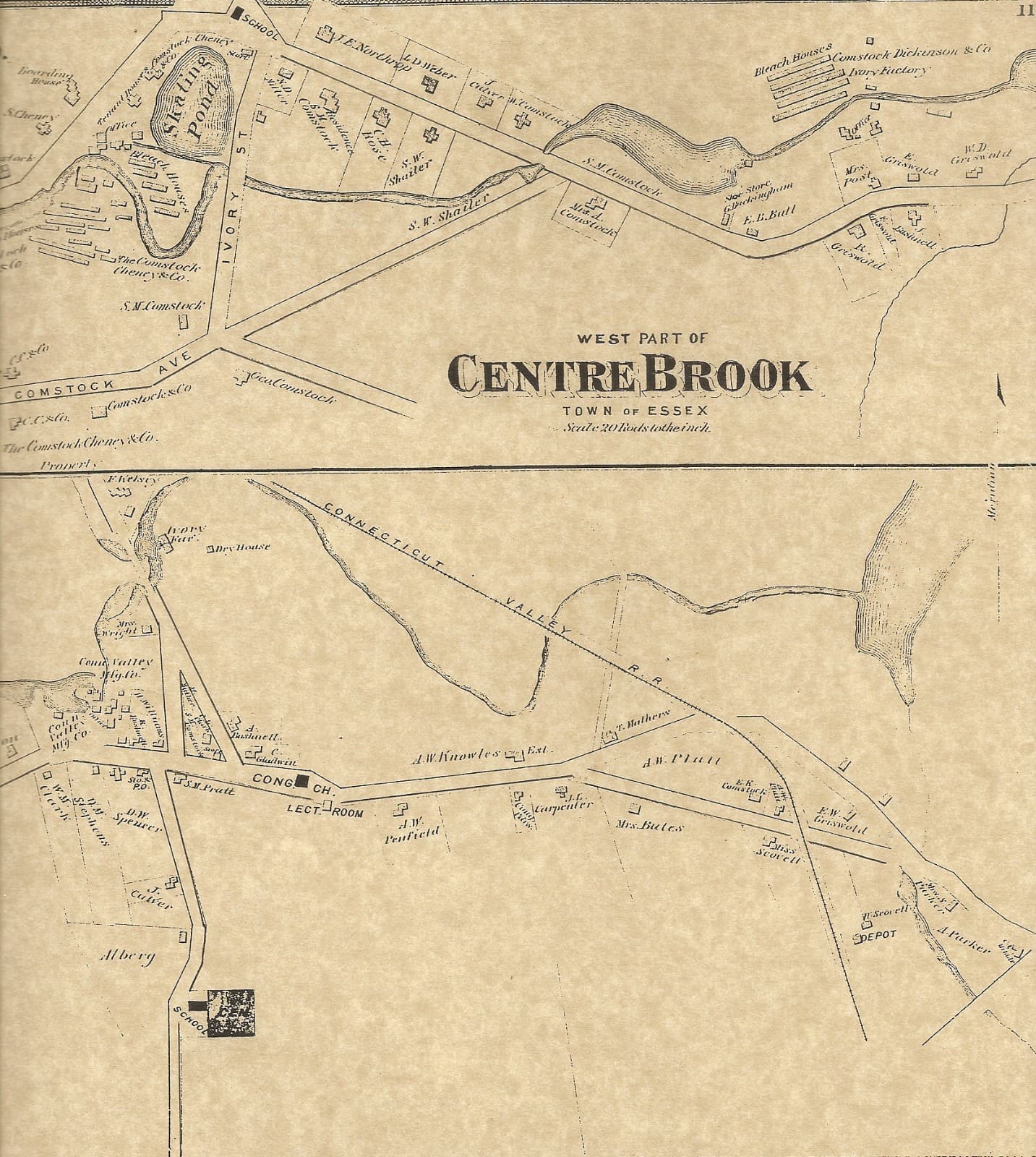 Essex  Deep River Centerbrook  CT 1874  Maps with Homeowners Names Shown  6