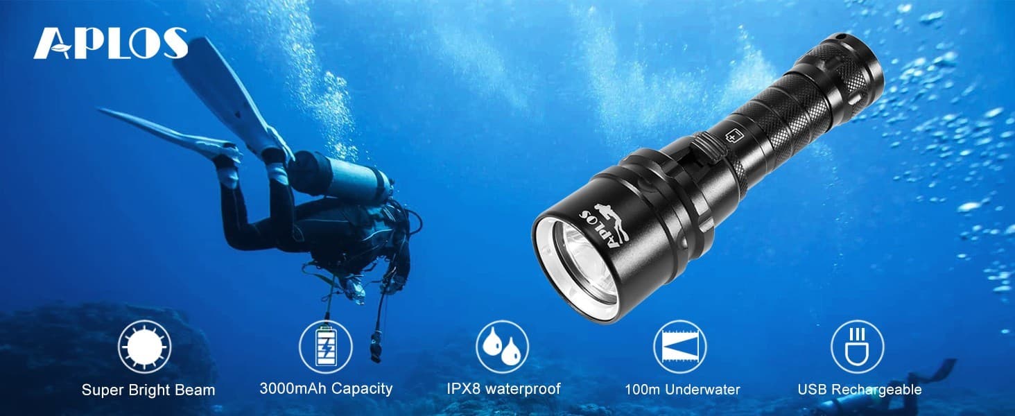 APLOS AP20 Scuba Dive Light - 2000 Lumens Scuba Diving Flashlight 6