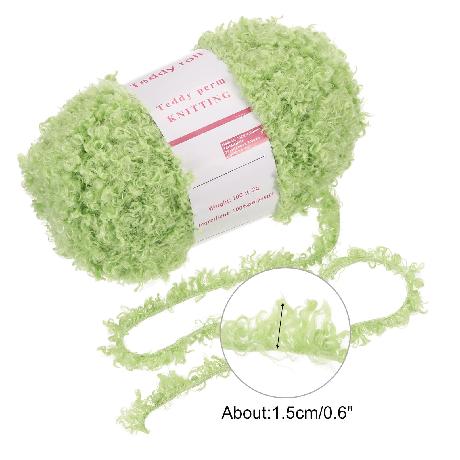 Fur Yarn Polyester Yarn Fluffy Chunky Yarn Green for Crocheting,50m 2