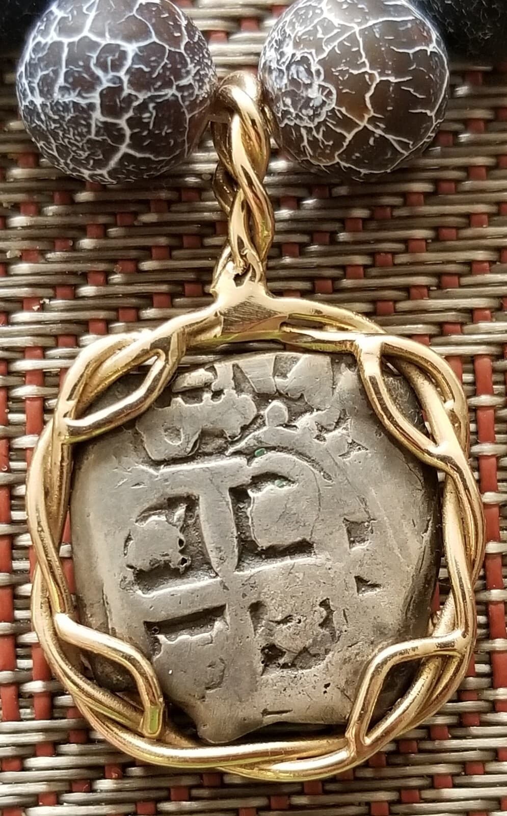 Spanish Colonial Pirate Shipwreck 2 Reales Silver Cob Coin 14K Pendant Necklace 3