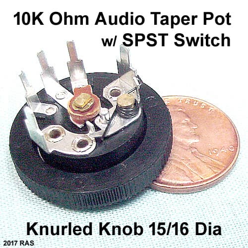(10) 10K Ohm Audio Pots w/ On-Off Switch and Knob