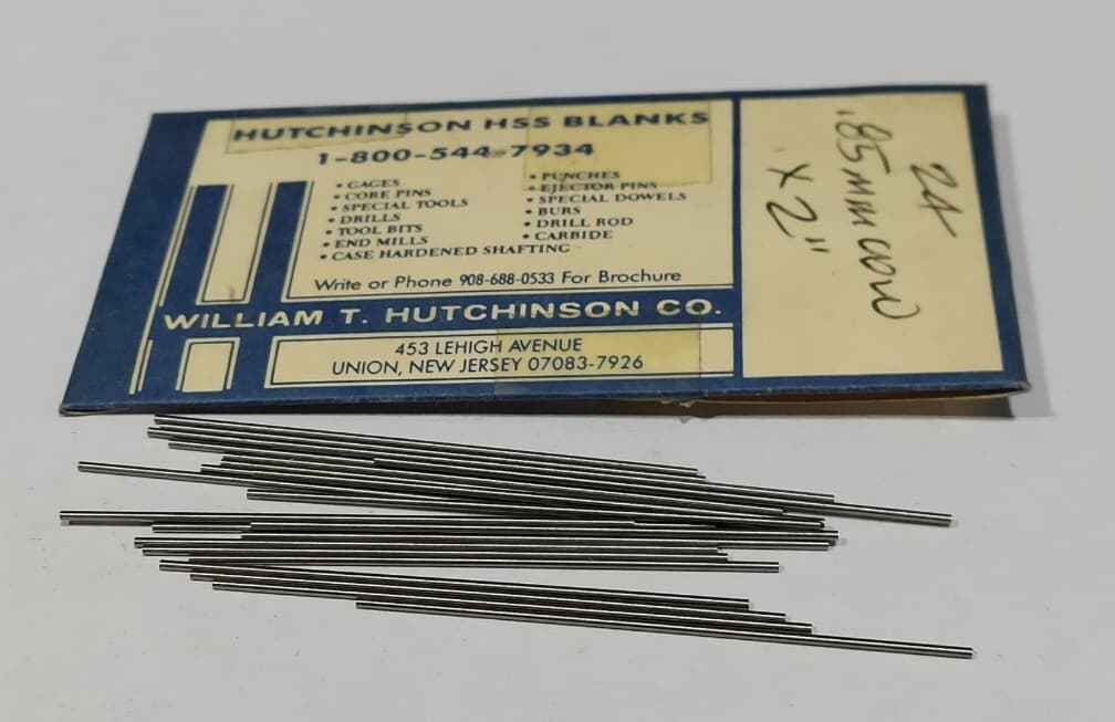 Lot Of 24 - USA Hutchinson .85mm x 2" Low Drill Blank Reamer Pin Gage
