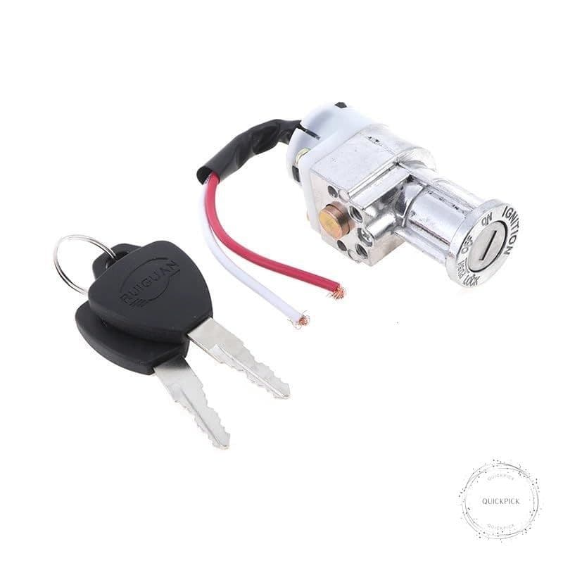 Battery Chager Ignition Switch Lock with 2 Keys for Motorcycle Electric Bike 4