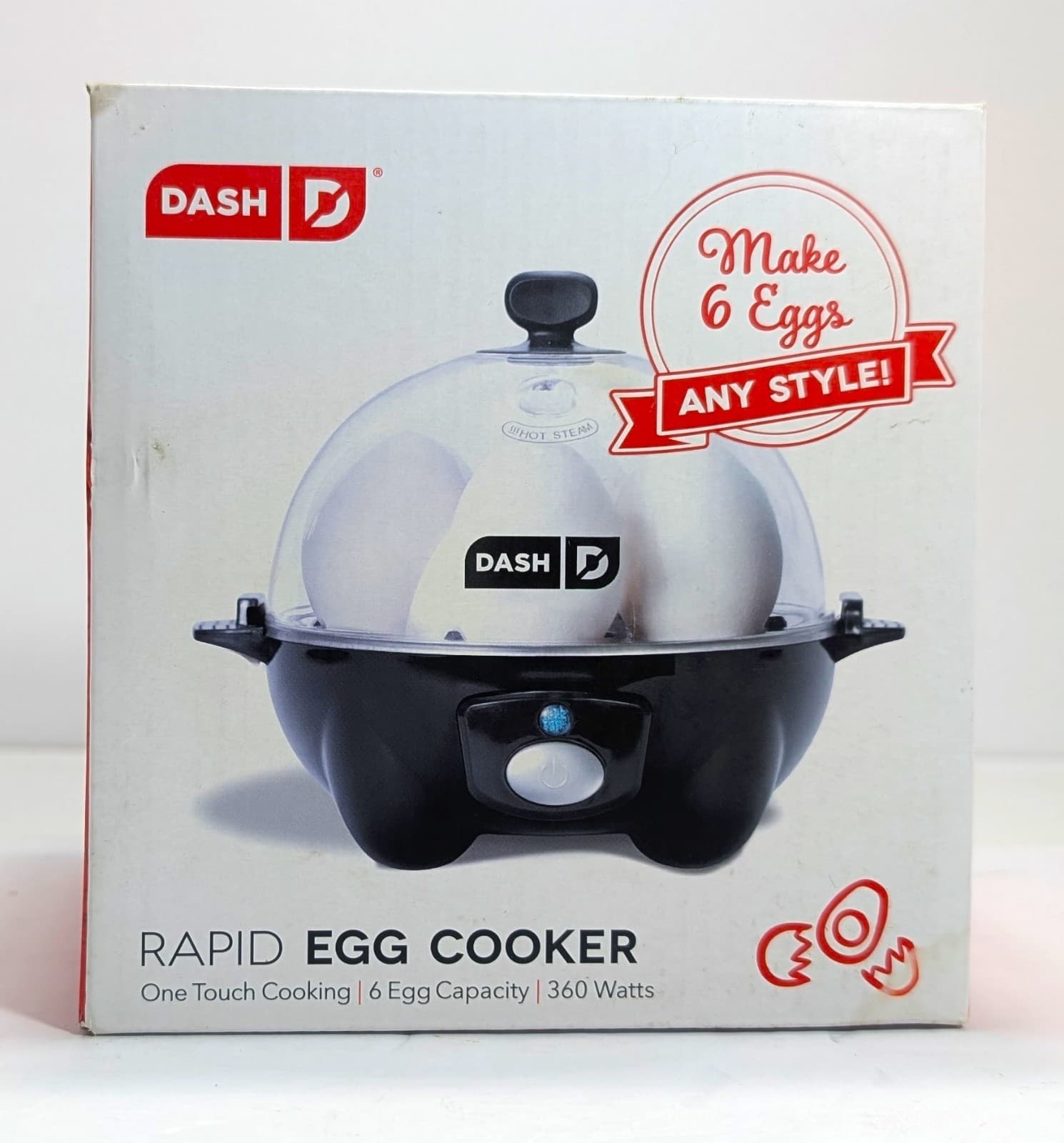 Dash Rapid Egg Cooker Black 6-Egg Capacity Open Box One-Touch Breakfast 4