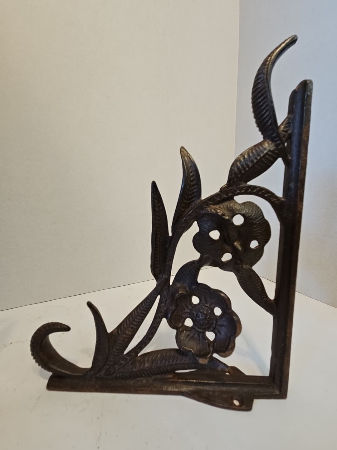 Vintage Cast Iron Flower/Garden Bracket Hooks/Brown - Pair  7"x1.75"x9" each 6