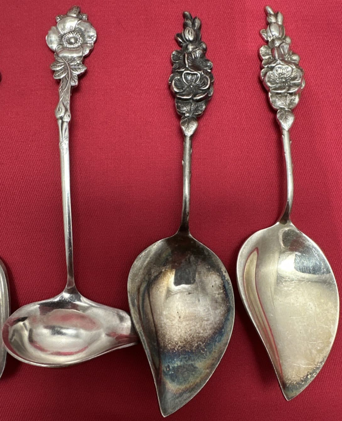 6 Pc 1964 HARLEQUIN Silverplated FORKS SHOVEL LADLE SERVER Mix by Reed & Barton 3