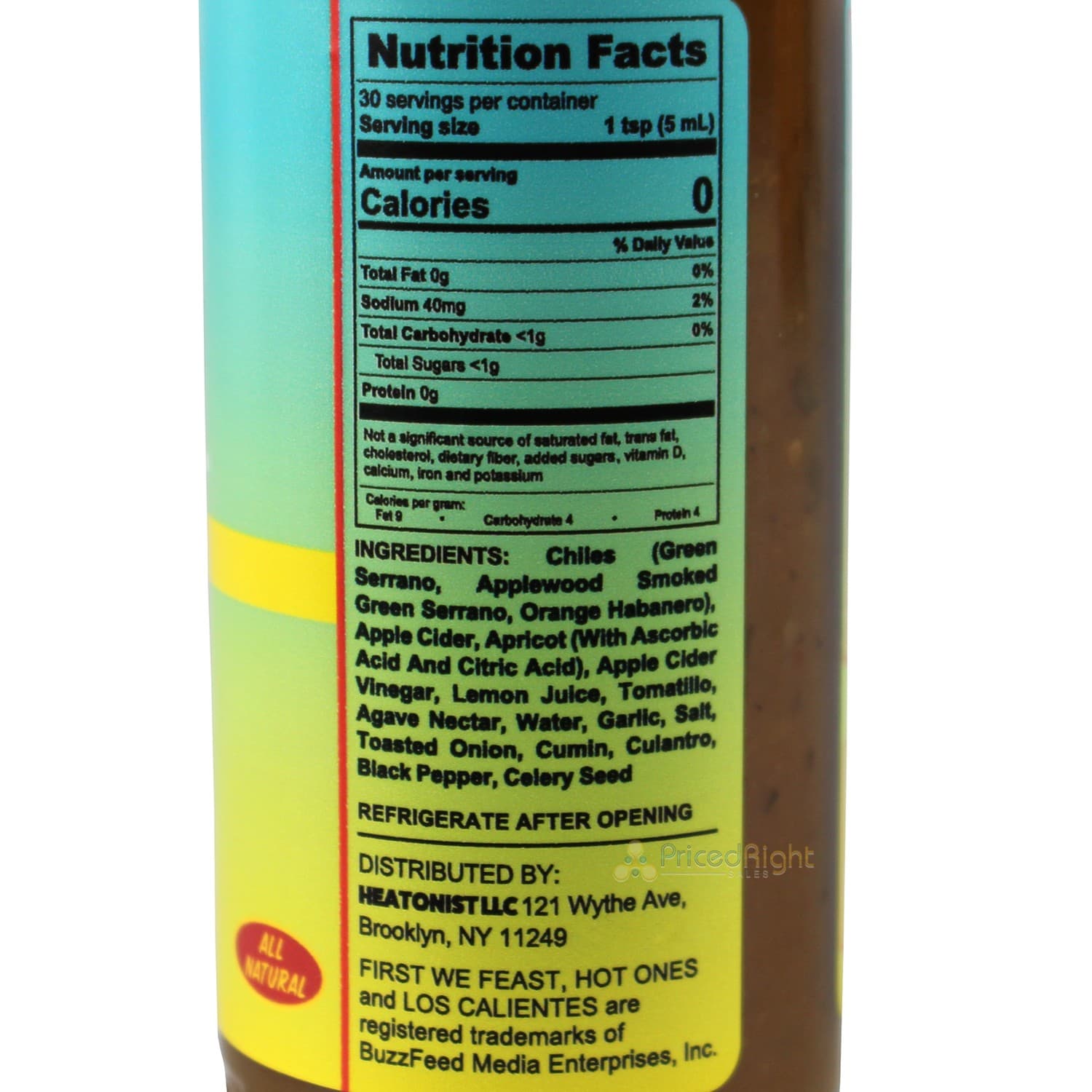 Los Calientes Verde Hot Ones Hot Sauce 5 Oz 5/10 Heat Level 6