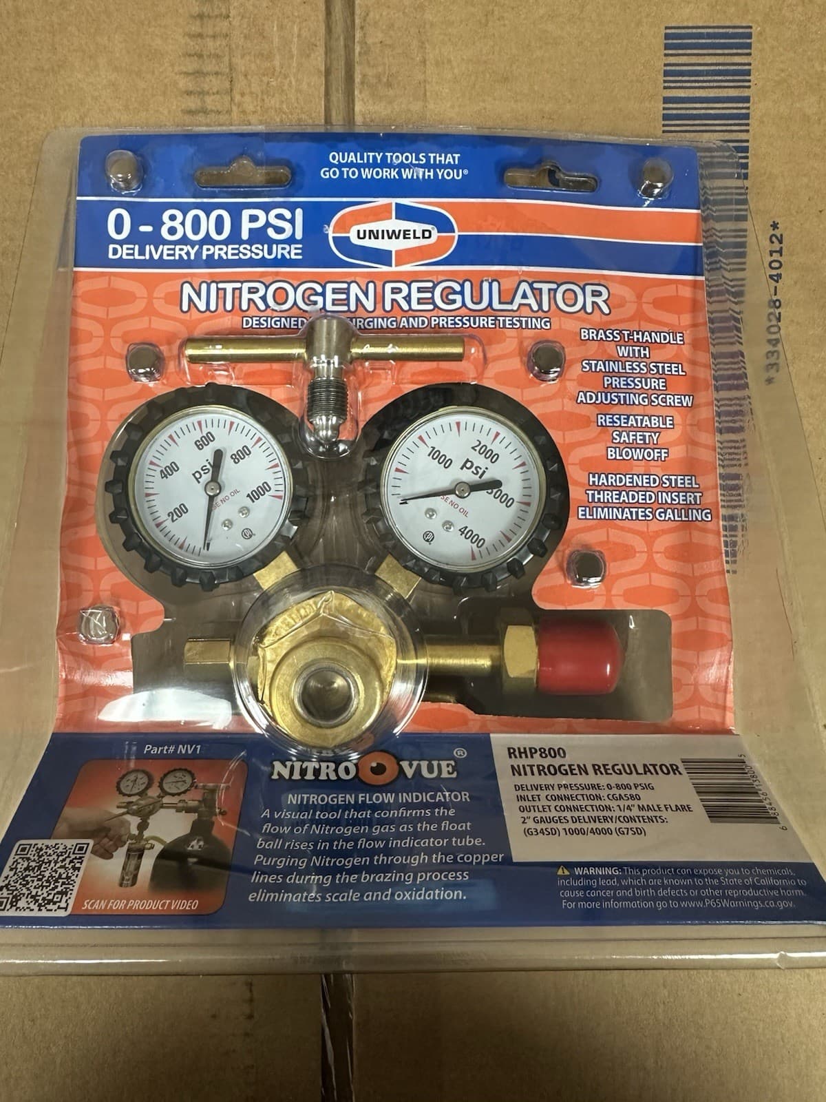 Uniweld RHP800 Nitrogen Regulator with 0-800 PSI