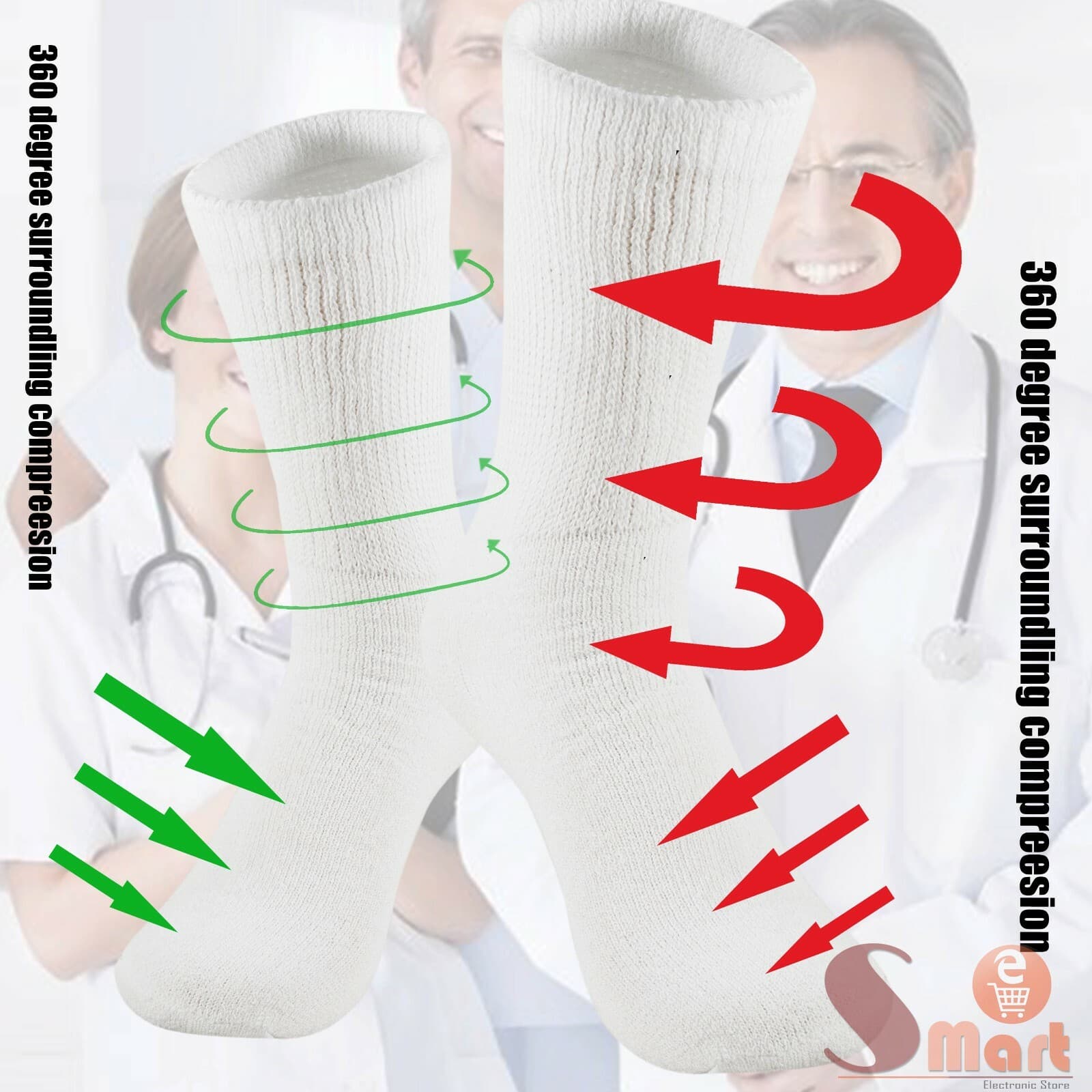 3-12 Pairs Health Circulatory Crew Cotton Diabetic Socks White 9-11 10-13 13-15 4