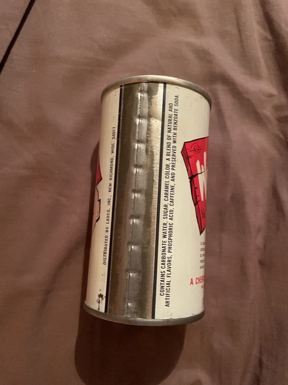 BEST WORMS YOU EVER TASTED CAN O 'WORMS 12OZ CHERRY SODA POP CAN. 1970’s 2