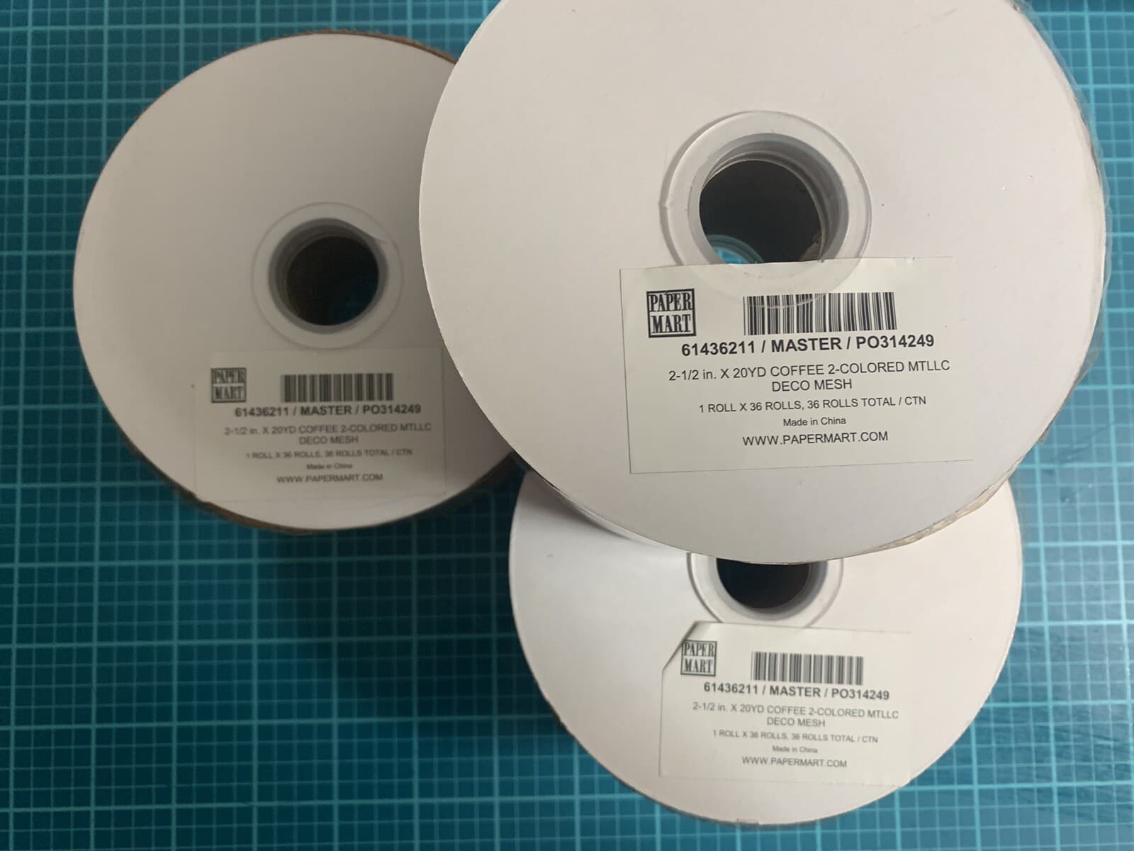 Lot 3 Rolls Fall Deco Foil Mesh 2.5”x 20 Yds Each Foil stripe Wreath Garland New 4