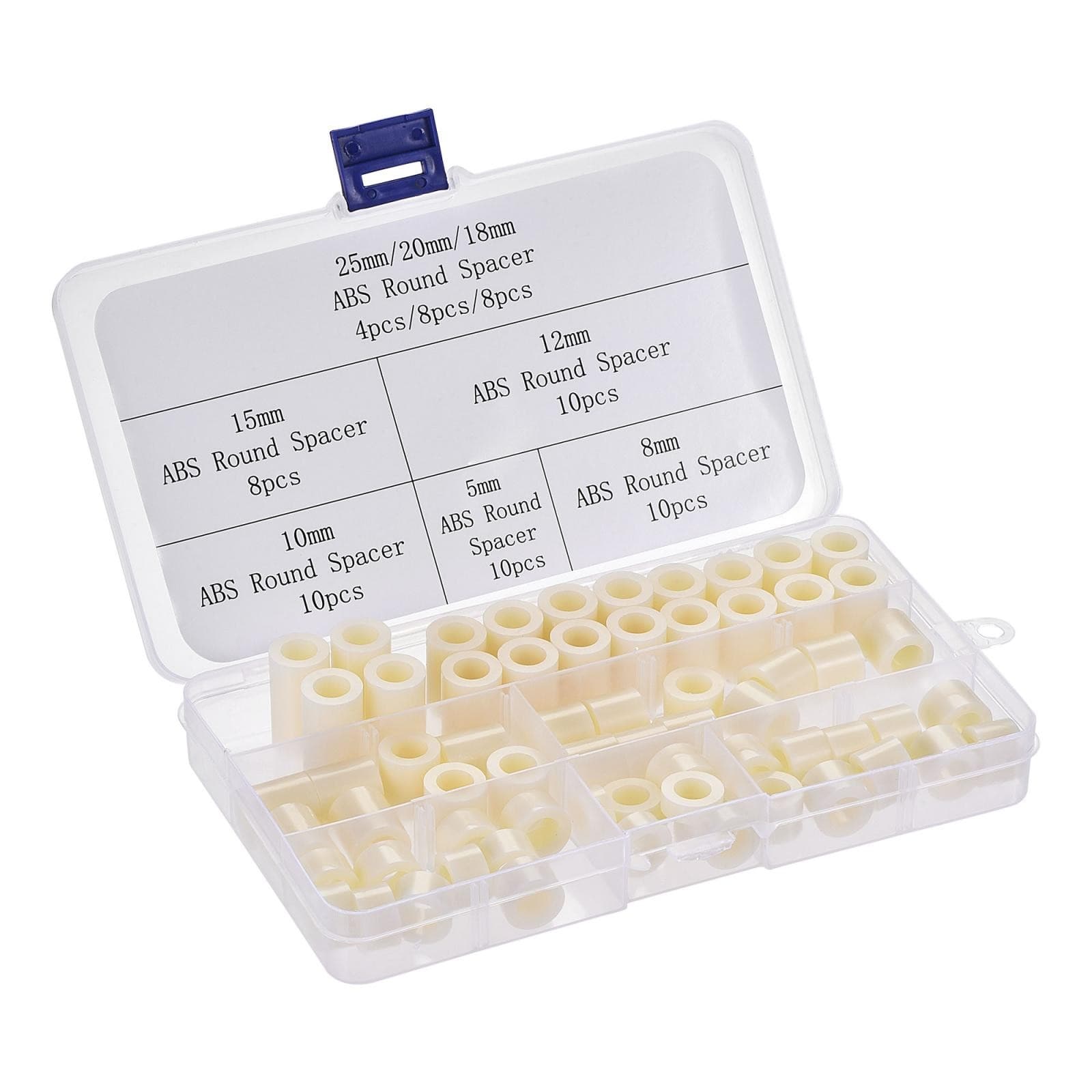 68Pcs ABS Round Spacer Assortment Kit ID 8.2mm OD 14mm for M8 Screws 8 Sizes