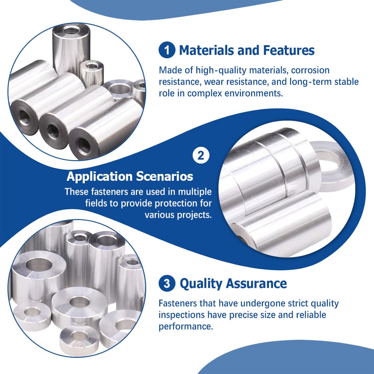 M6 M8 M10 Aluminium Stand Off Collar Bush OD 16mm Round Spacer Bushing Bonnet 3