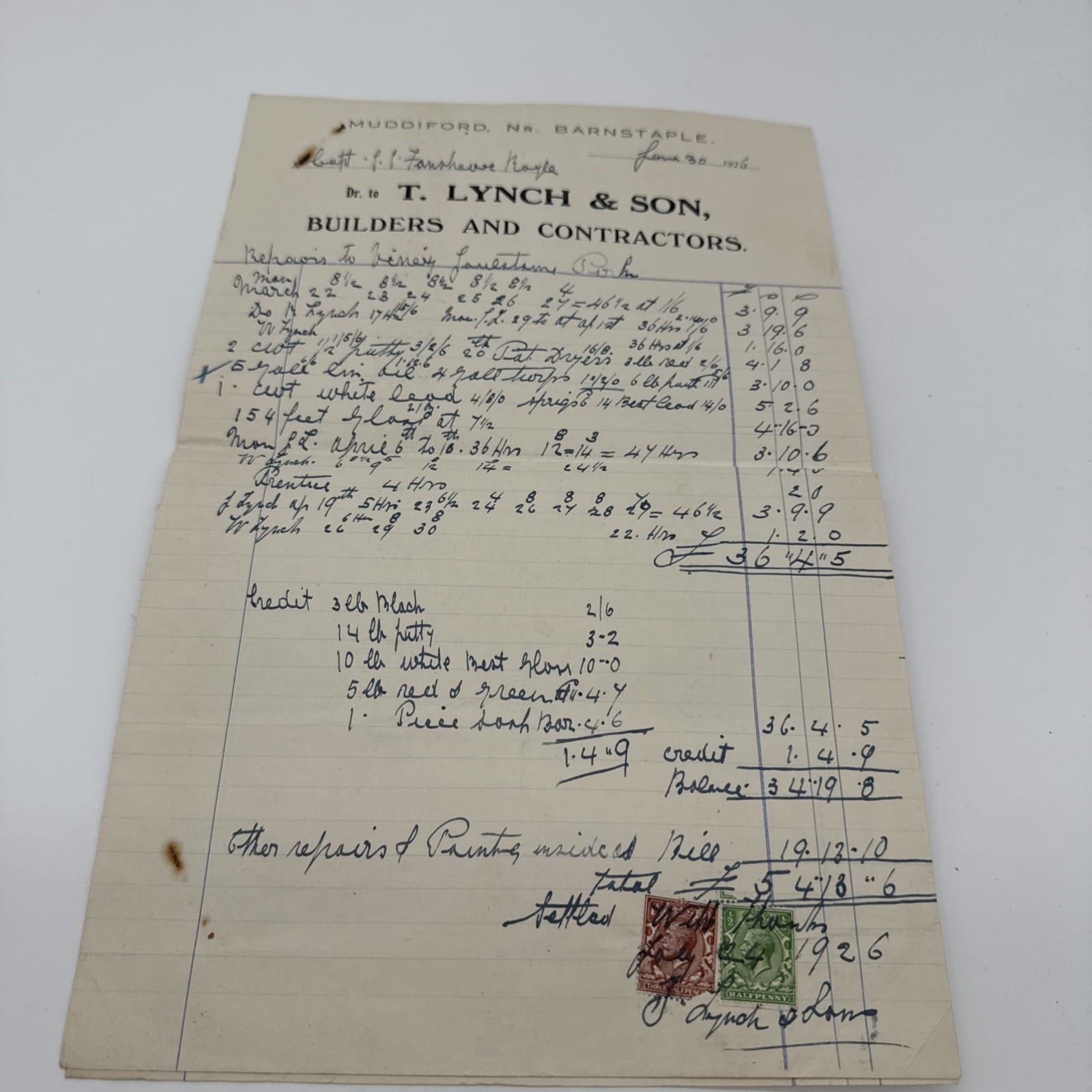 1920’s  12 x Billheads/Receipts From the Papers of John Charles Fanshaw Royle 4