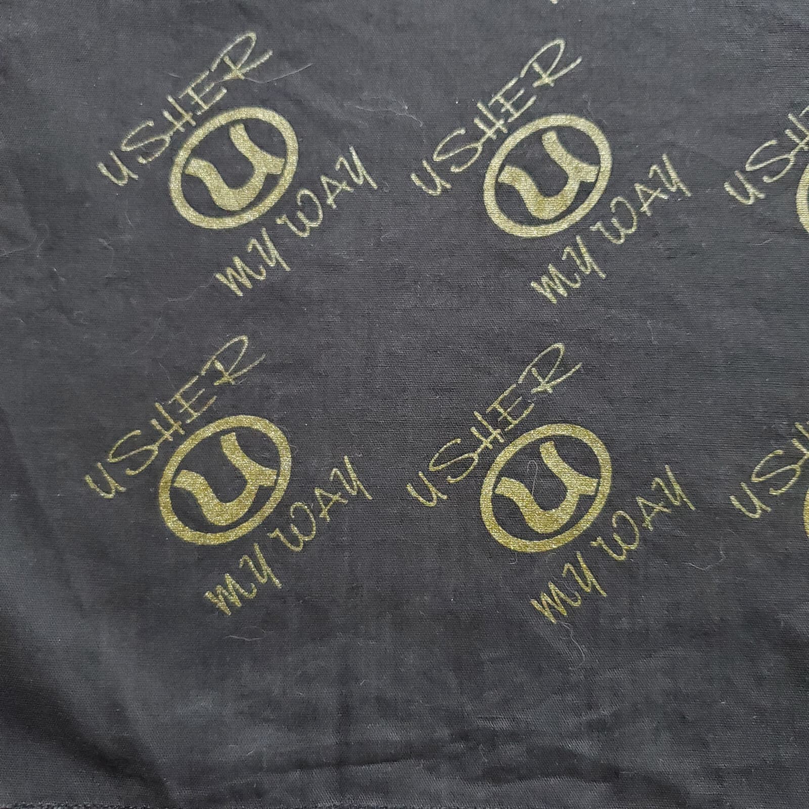 Usher Merch My Way Bandana Smoky Black Gold Glitter Logo Print 20"x20" Rare 5