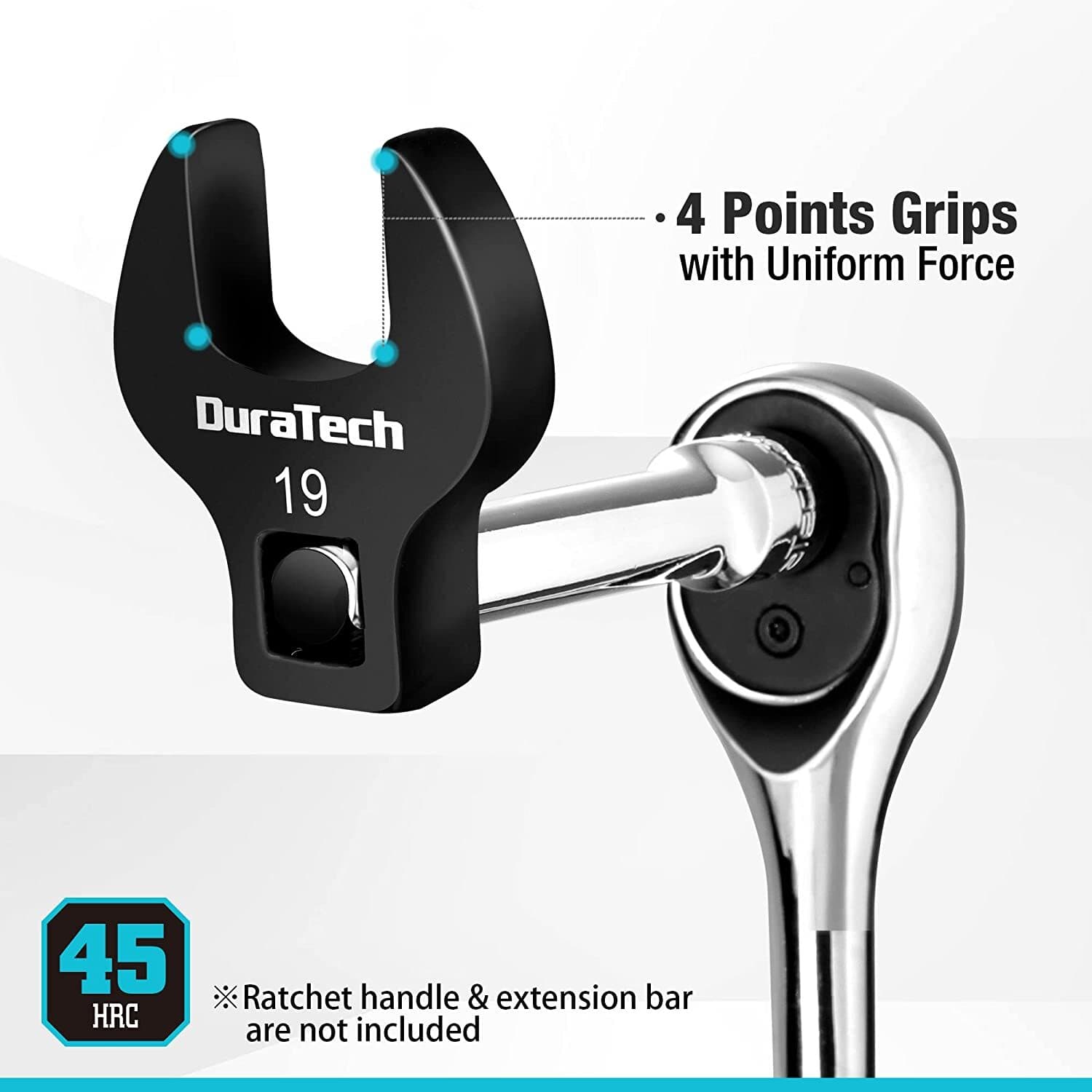 DURATECH 3/8" Crow Foot Wrench 10PC Set Metric 10-19mm Crowfoot Flare Nut Wrench 5