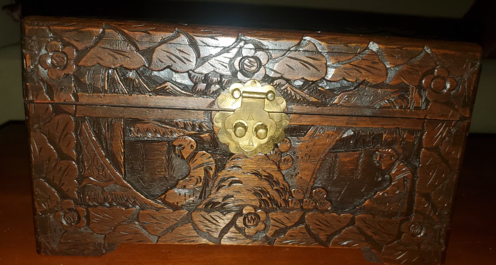 Exquisite Hand-Carved Chinese Chest – Solid Huanghuali Wood with Brass Locking  2